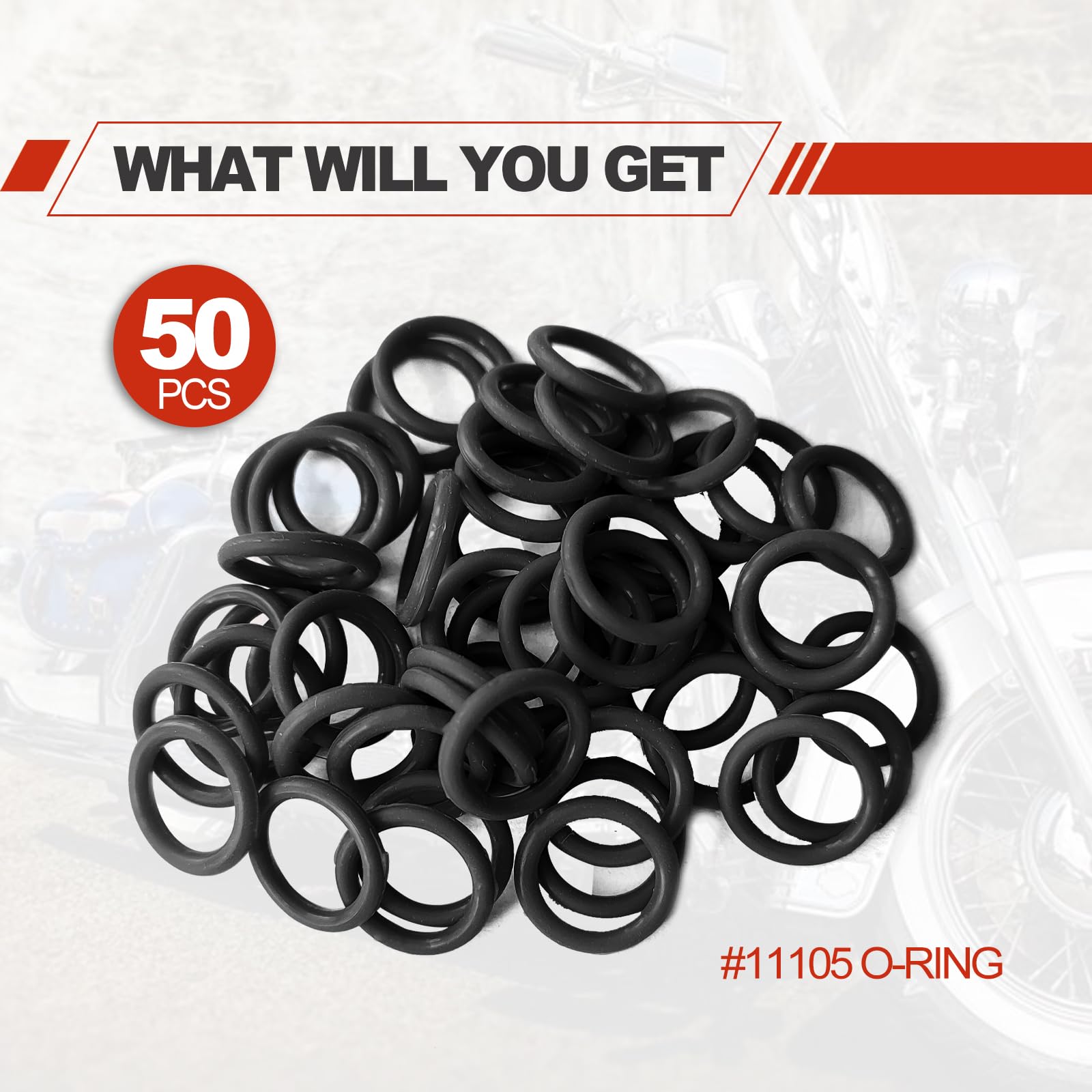50 Pack Oil Drain Plug O-Ring #11105, Motorcycle Drain Plug O-Rings Replacement, Nitrile Rubber O Ring Gasket Ring Compatible With Harley Davidson(Black)