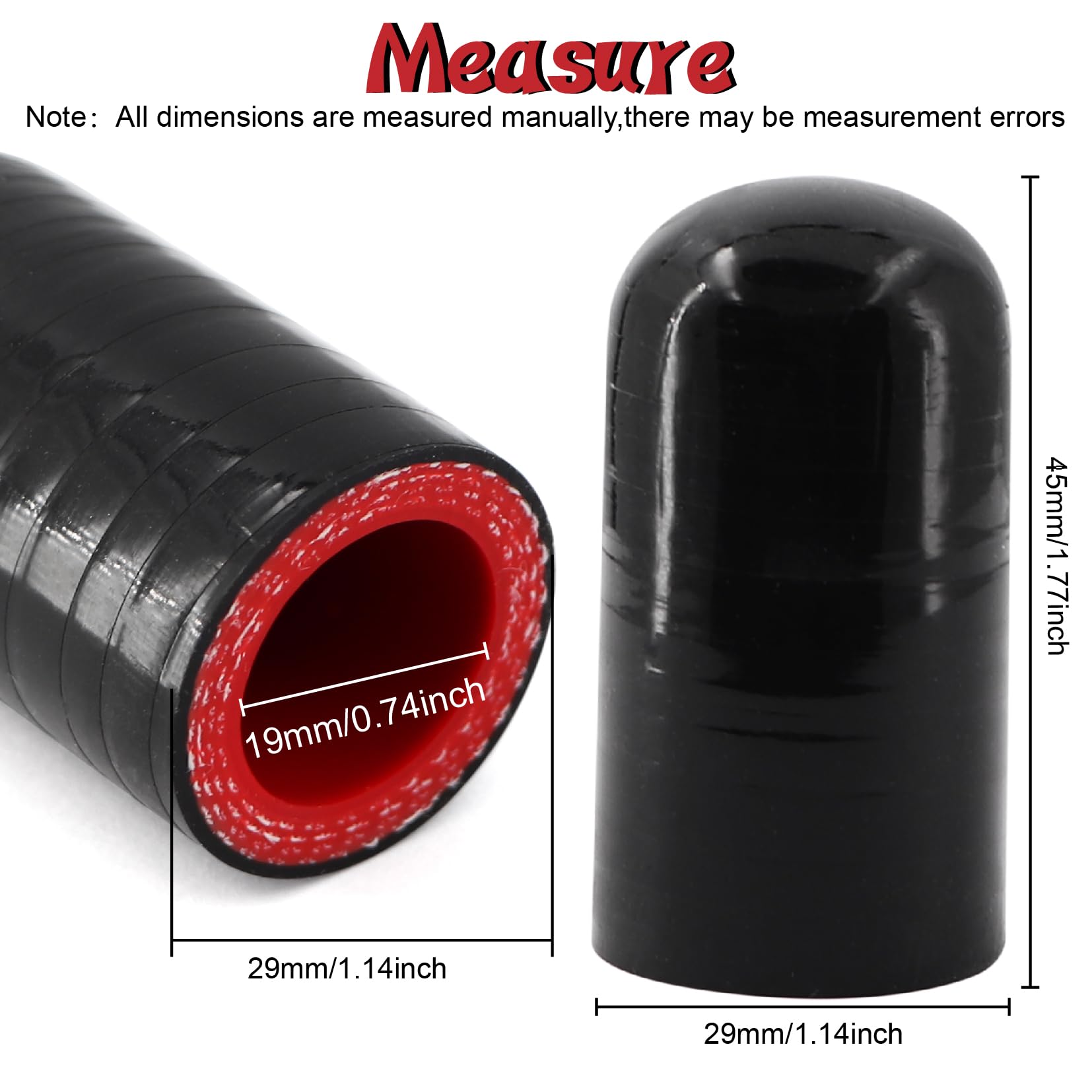 2Pcs High Temperature 4-Ply Reinforced Silicone Hose Cap ID 3/4 Inch(19mm) Hose End Plug for Turbo Bypass Valve/Throttle Body Wa