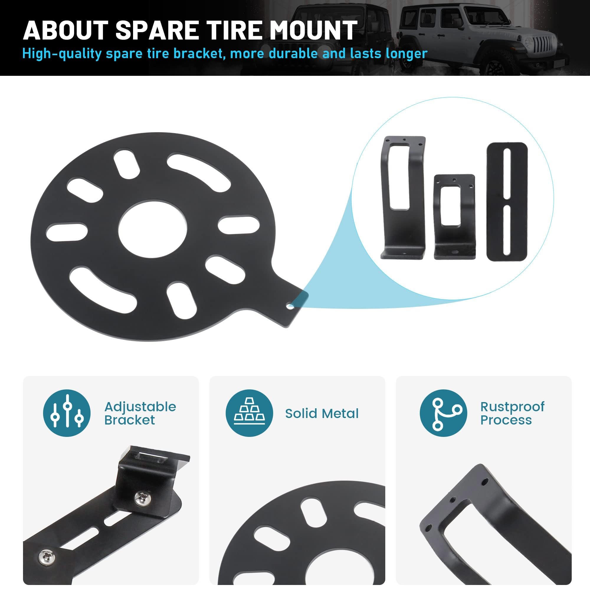 Eway Classic 3.0 Adjustable Spare Tire Backup Camera For Jeep Wrangler Jk Jku Rubicon Sahara Sport Unlimited 2007-2018, Heavy-Du