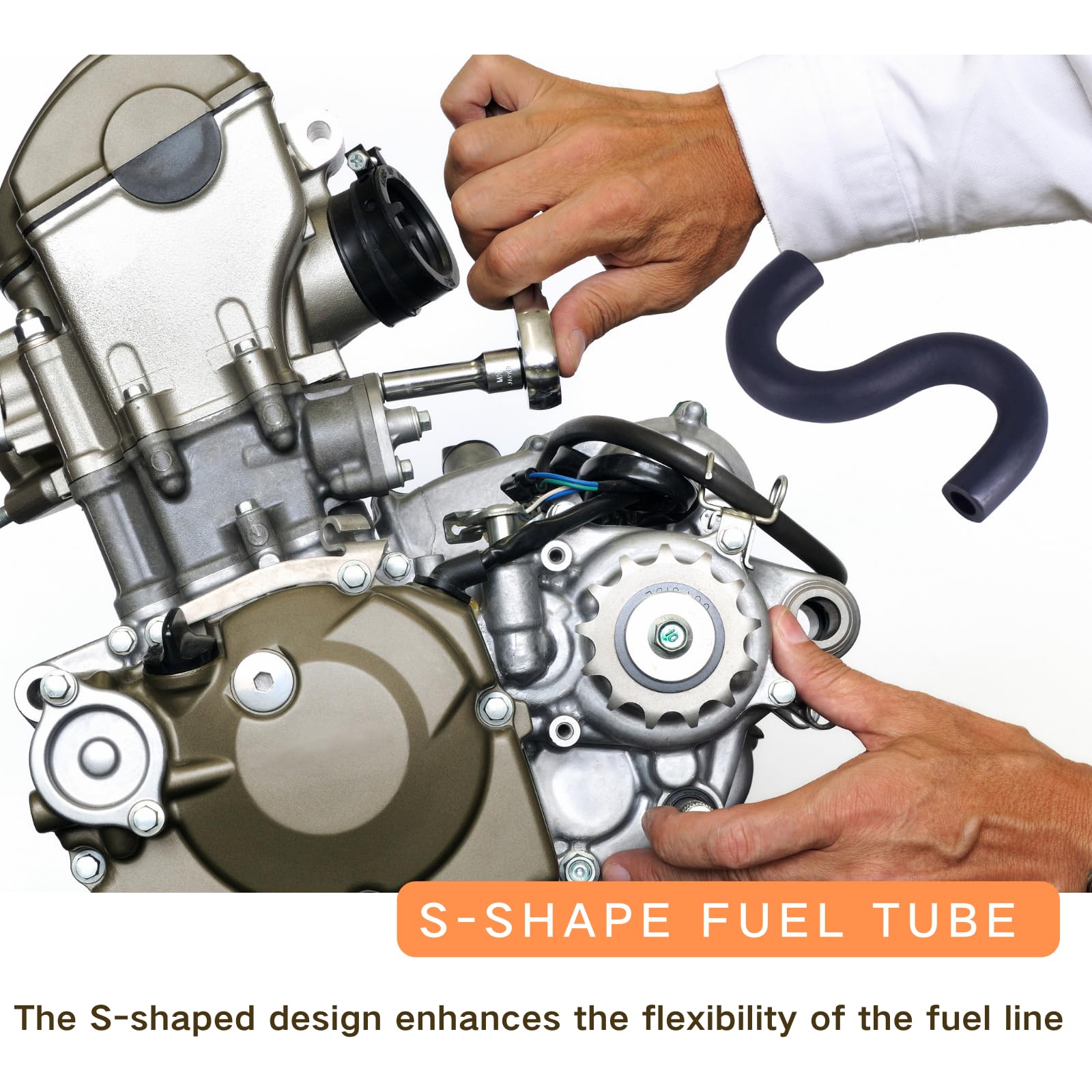 S-Shape Fuel Tube Fits for Honda TRX300EX 1993-2006, TRX250X 1987 1988 1991 1992, TRX400EX 1999-2004 Replaces 16956-HC0-014