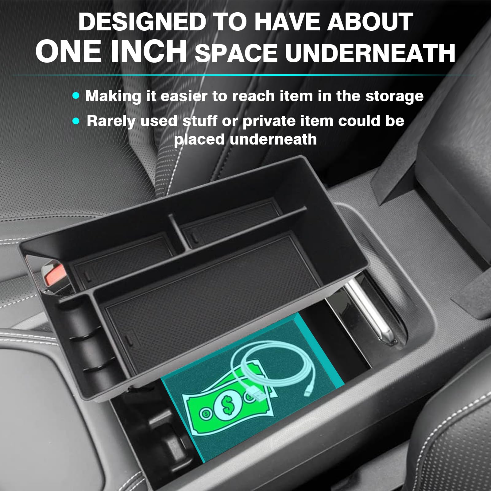 Bestevmod Center Console Organizer & Dash Tray Compatible With 2021-2024 Mustang Mach E Middle Storage Box With Coin Holder Stor