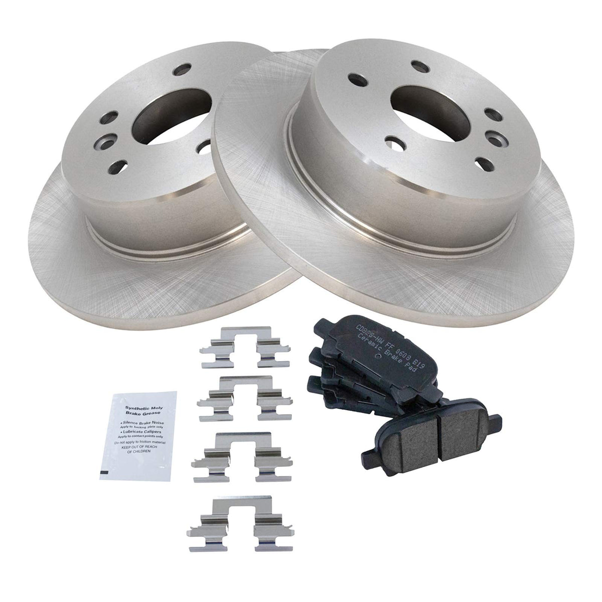 TRQ Rear Brake Pad & Rotor Kit Brake Pads Brake Rotor Ceramic Compatible with 2000-2004 Toyota Avalon