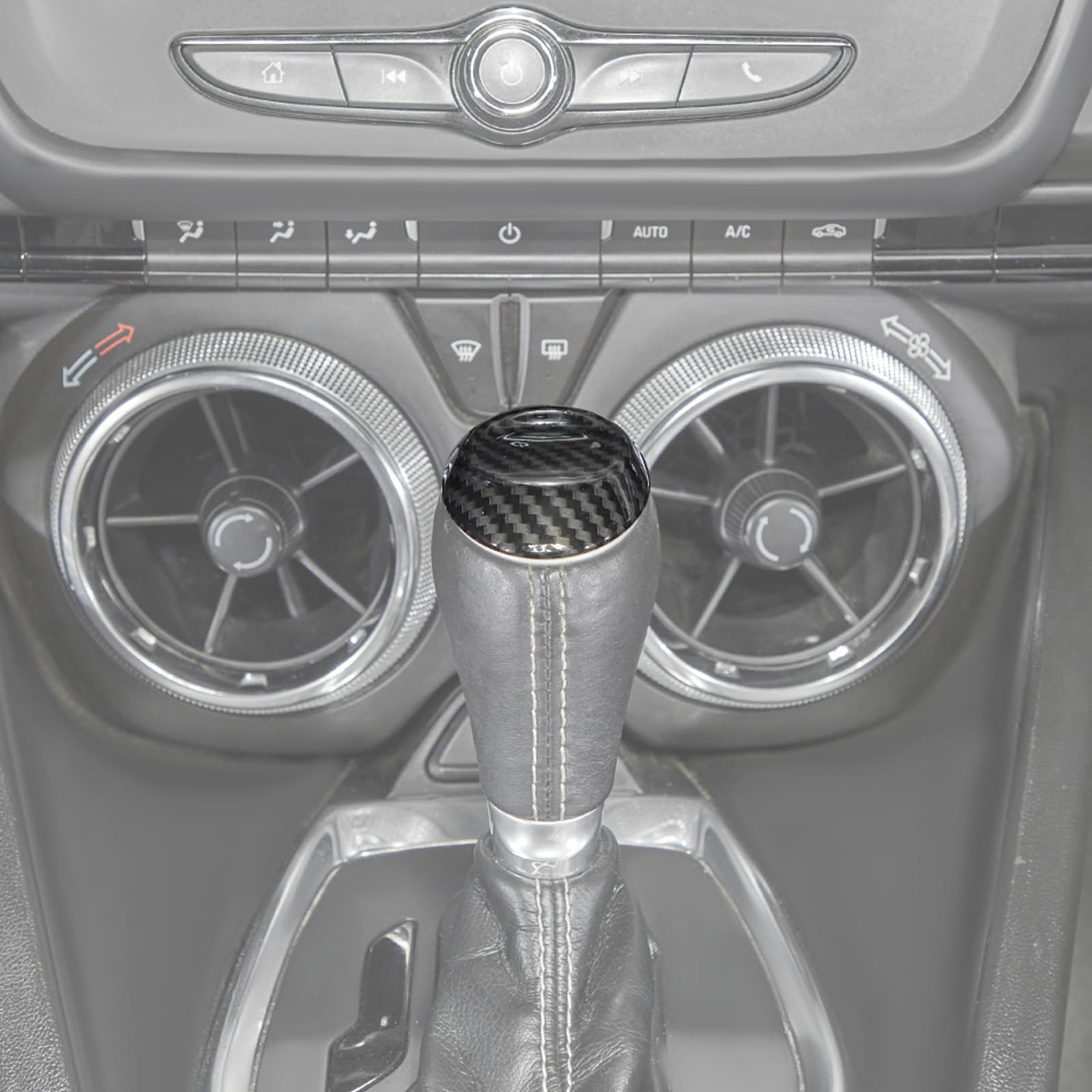 RT-TCZ for Camaro Gear Shift Knob Cover Trim for Chevrolet Camaro 2017 up Black Carbon Fiber Grain Interior Accessories