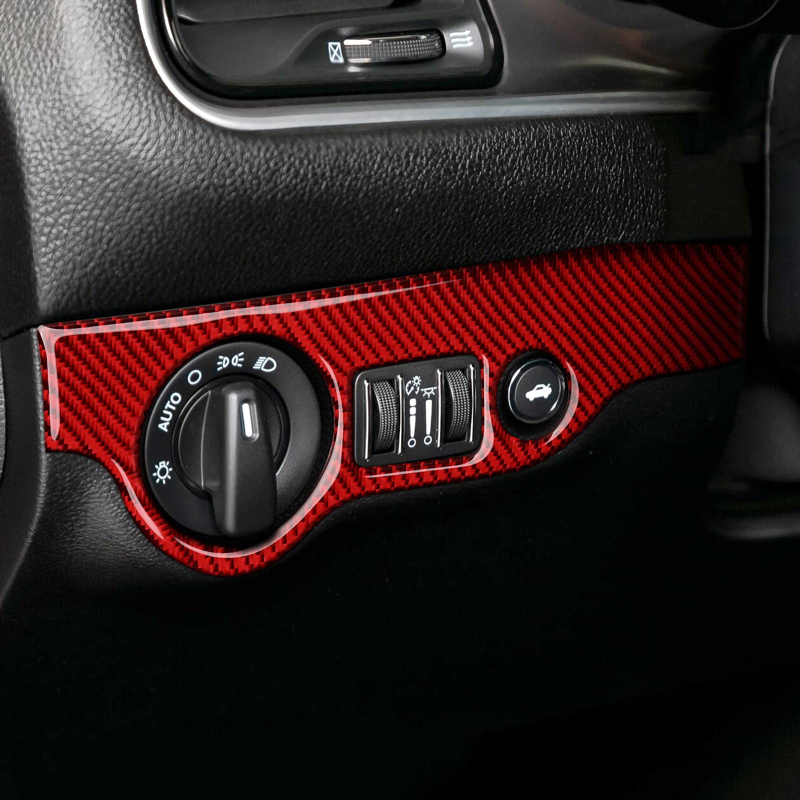 Brmyl Car Headlight Switch Control Cover Decals For 2015-2023 Dodge Challenger Accessories Carbon Fiber Stickers