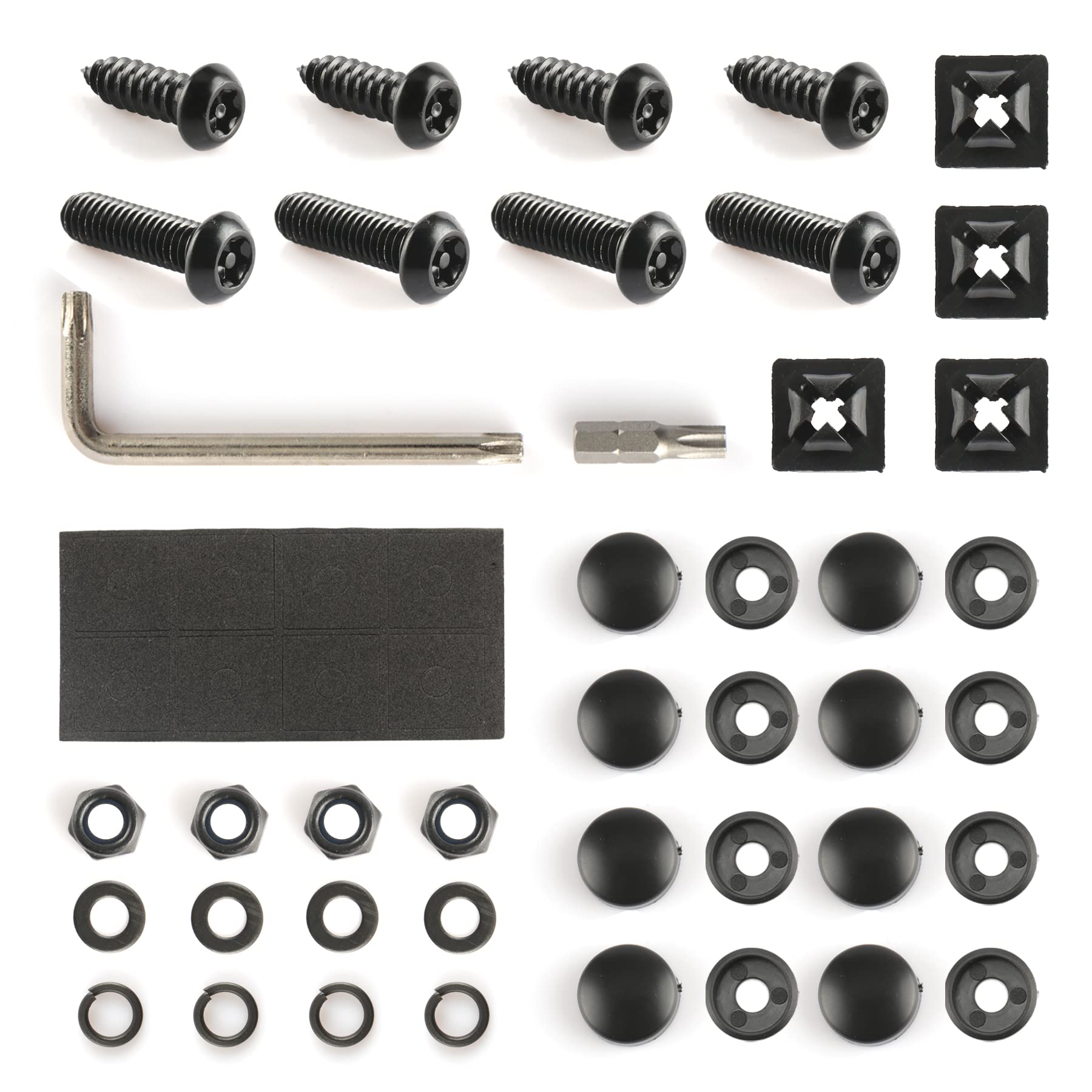 Livtee Anti Theft License Plate Screws Kits For Securing Frames And Covers, M6 (1/4'') Tamper Proof Screws, Fastener Nut, Caps C