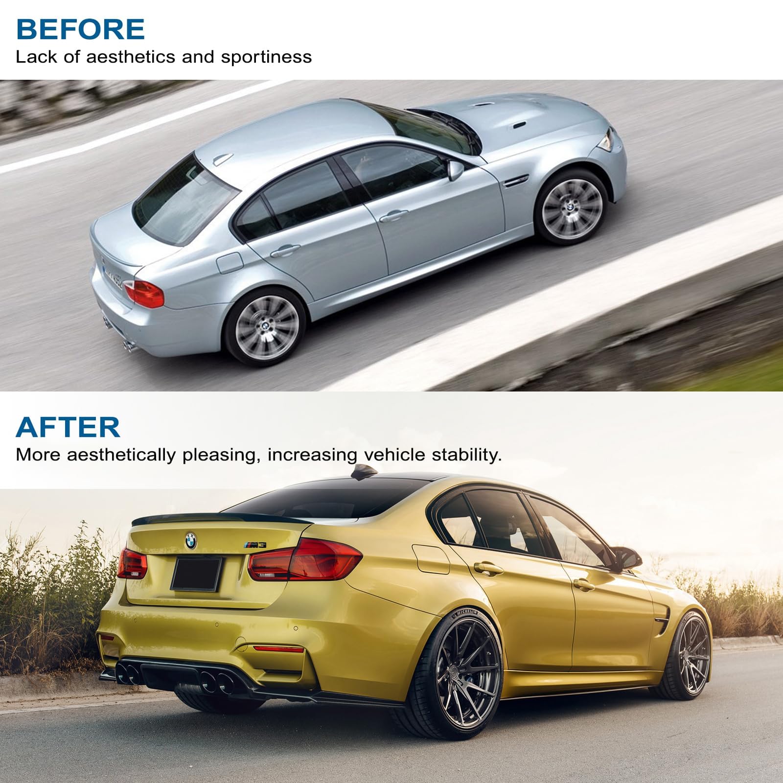 AAriguthel Rear Spoiler Wing Compatible with 2006-2011 BMW E90 3 Series Sedan & 2008-2012 E90 M3 Sedan - M4 Style Trunk Lip for
