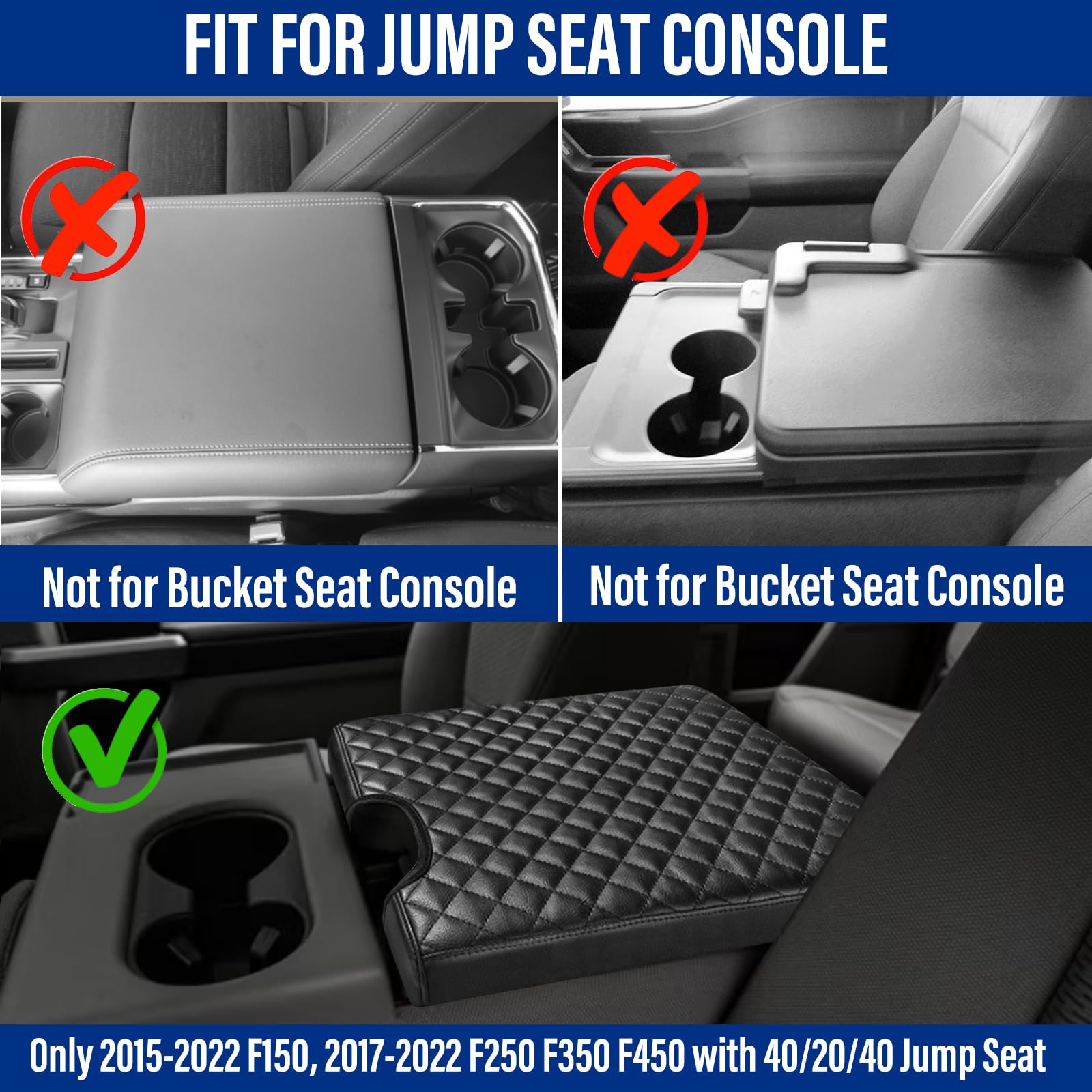 Center Console Cover For Ford F150 2015-2022, F250 F350 F450 F550 2017-2022, Pu Leather Car Interior Accessories, Armrest Cover