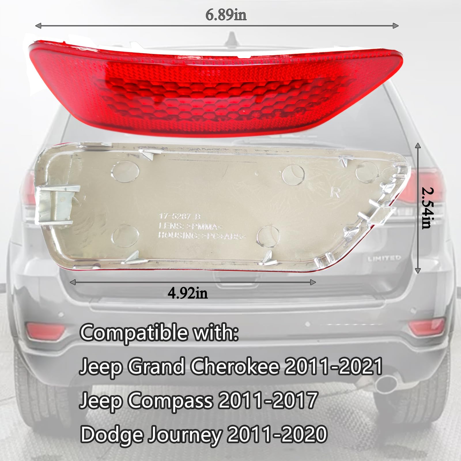 Wgohui 57010720Ac, 57010721Ac Left & Right Rear Bumper Trim Reflectors Compatible With Jeep Grand Cherokee 2011-2021, Jeep Compa