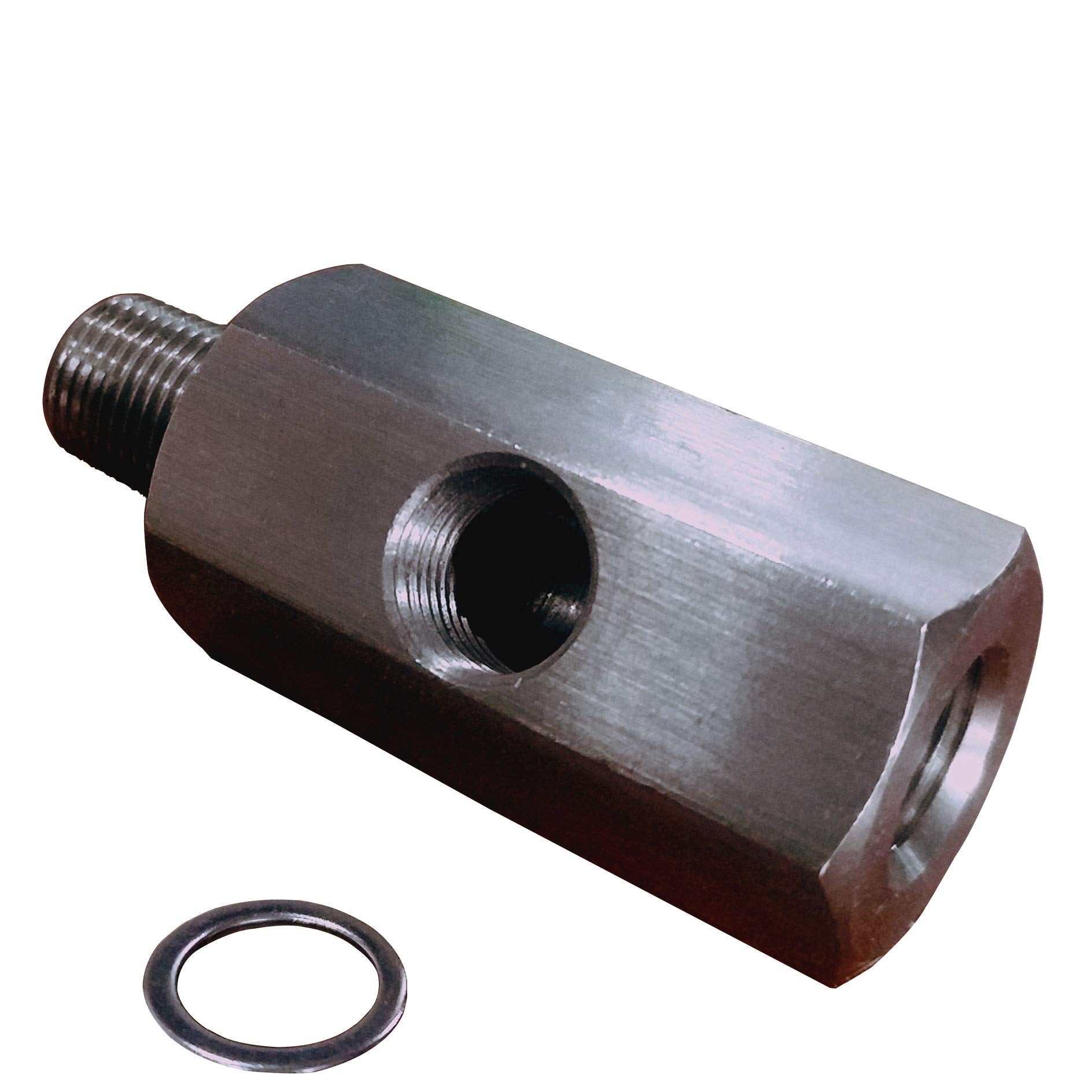 Oil Pressure Sensor Tee M14-1.5 Female to M14-1.5 Male with 1/8 NPT Gauge Port Adapter Turbo Supply Feed Line T Stainless Steel