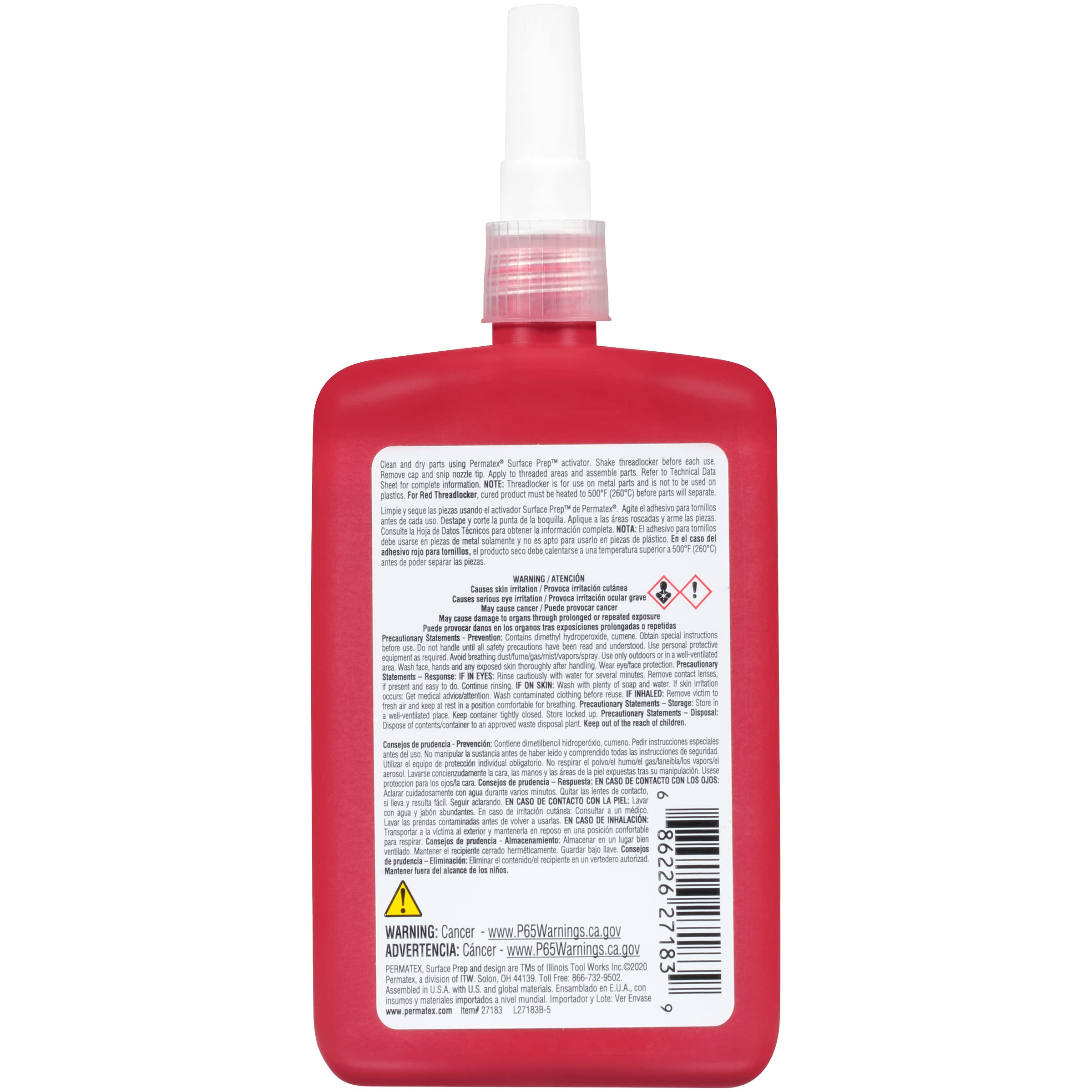 Permatex 27183 High Strength Threadlocker Red, 90 Ml