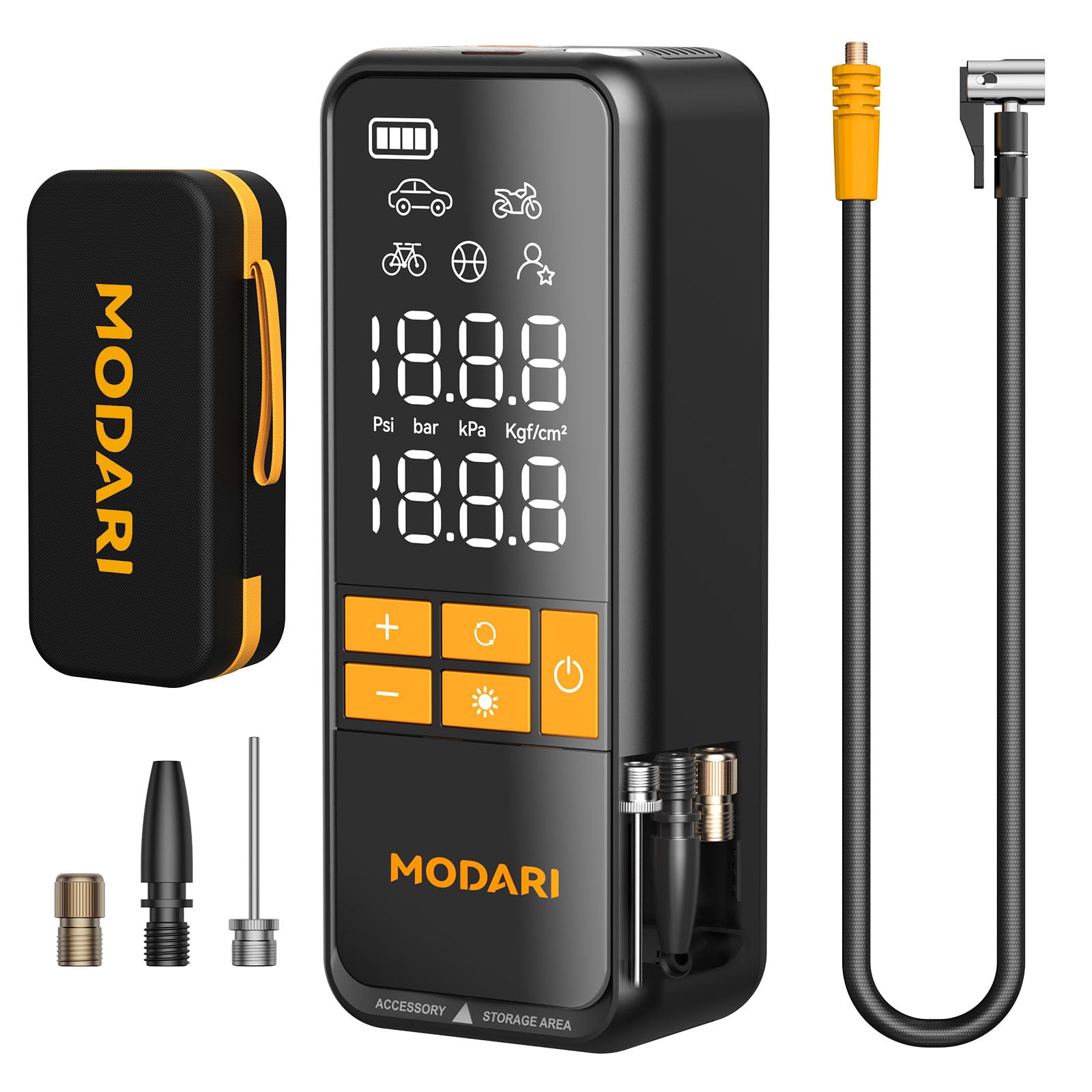 MODARI Tire Inflator Portable Air Compressor - 4X Faster 160 PSI Portable Air Pump for Cars - Cordless Tire Inflators with Gauge