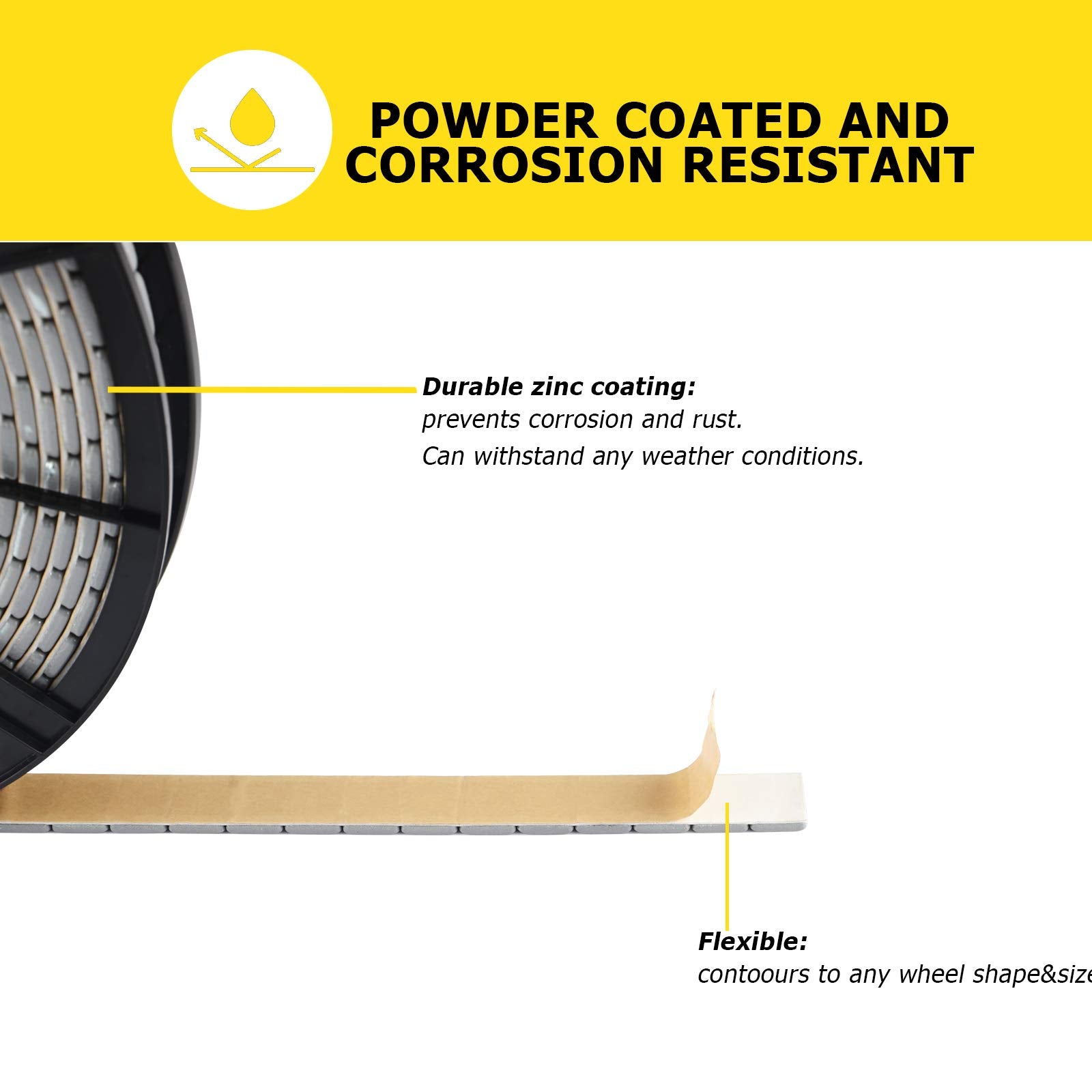 Yizbap Wheel Weights Gray 1/4 Oz, 5Kgs/11Lb/Roll, 715Pcs, With Strong Adhesive. 0.25 Ounce Stick On Wheel Weights For Cars, Trucks, Suvs, Motorcycle And Others