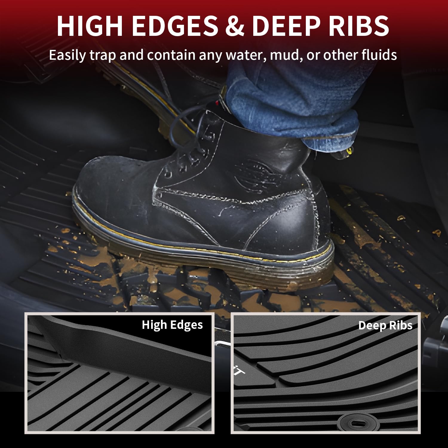 Lasfit Floor Mats For Toyota Tundra 2022-2024 2025 Crewmax Cab, All Weather Custom Fit Tpe Floor Liners For Tundra Sr/Sr5/Trd Pr