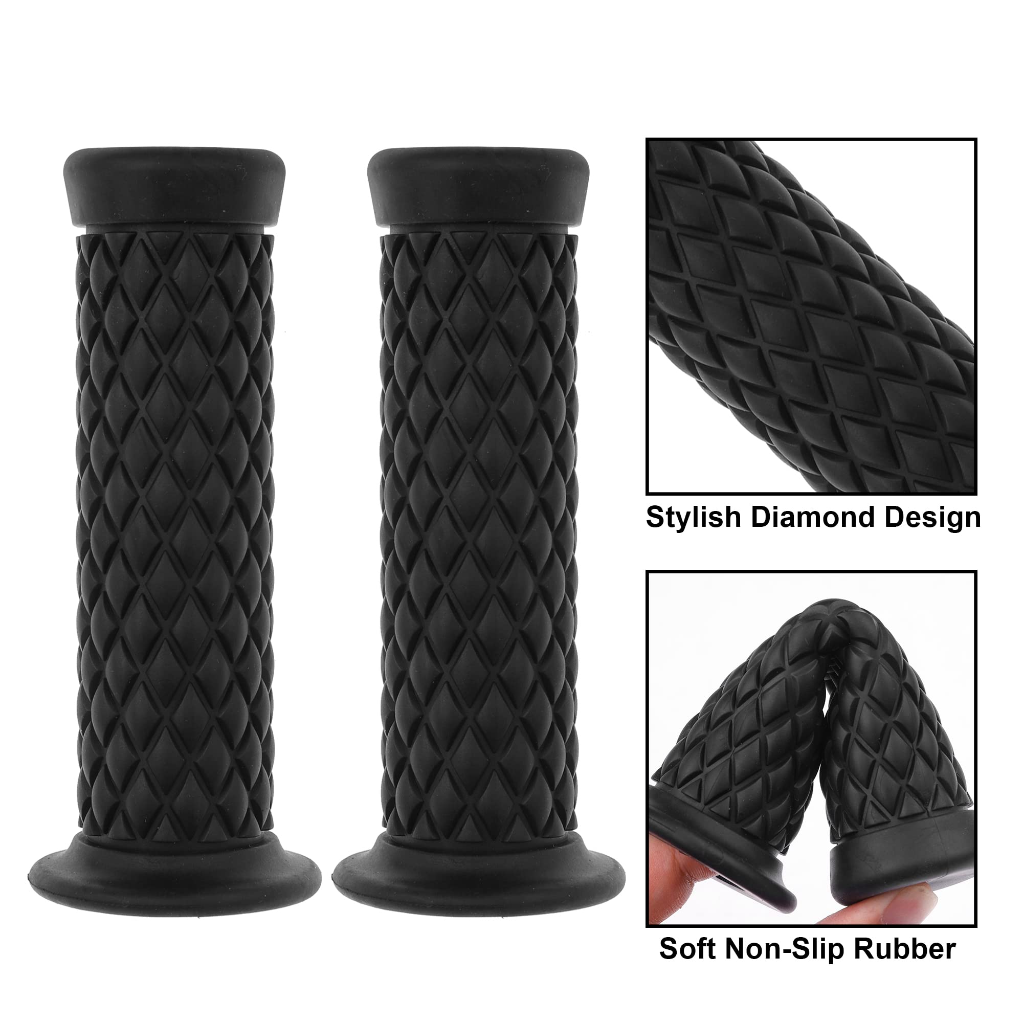 Coxotom Universal Motorcycle Grips - Non-Slip Rubber, Black, 7/8 & 1 Fits Harley, Honda, Yamaha, Suzuki, Kawasaki Dirt Bikes