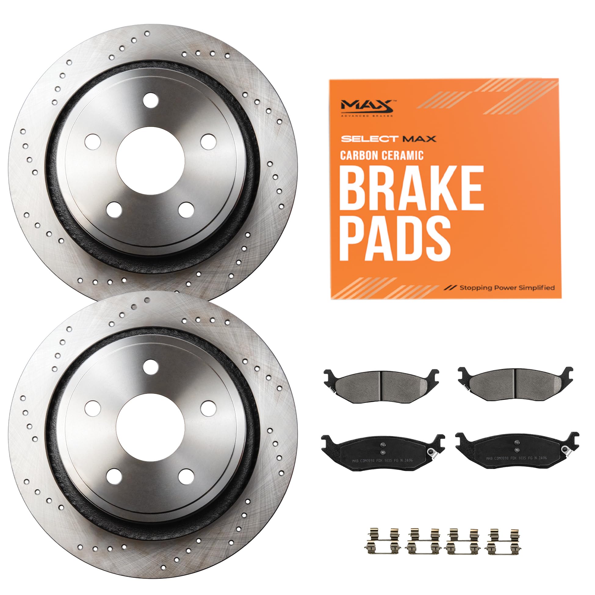 Max Advanced Brakes Rear Brake Kit Compatible With 2002-2018 Dodge Ram 1500 5 Lug Durango Compatible With Ram 1500 Replacement C