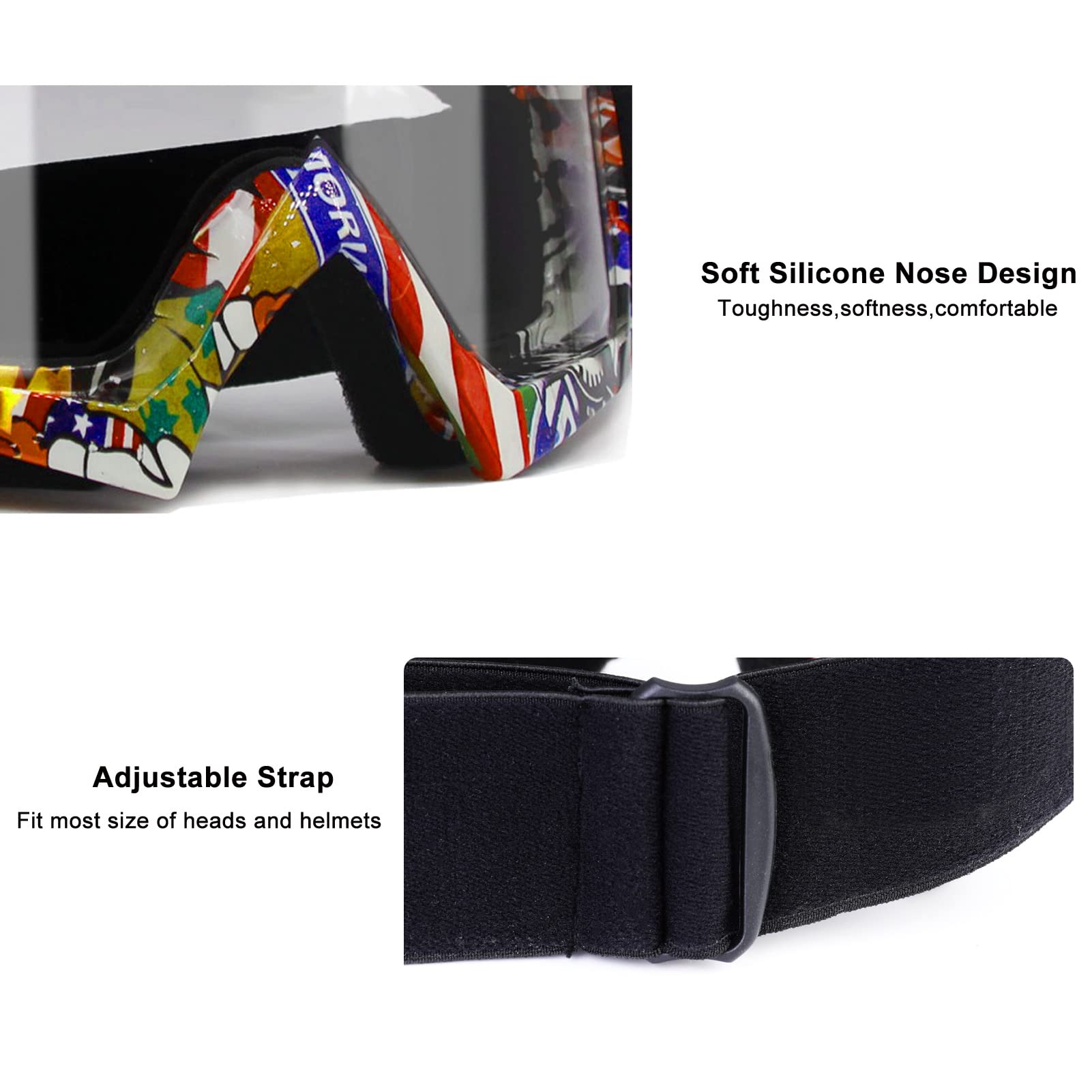 Zukmi Dirtbike Goggles For Men Motocross Helmet Gogges For Adults Atv Goggles Mx Off Goggles For Motorcycle Racing Riding