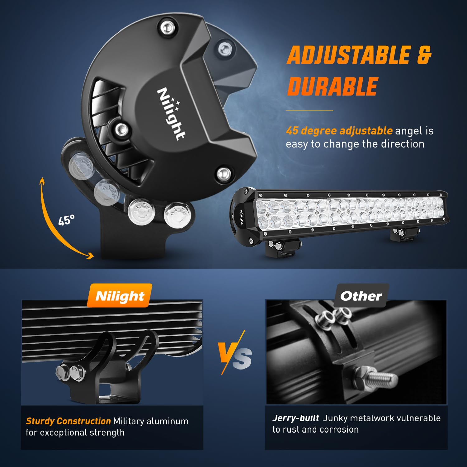 Nilight Led Light Bar 20 Inch 126W Spot Flood Combo Red Beam Off Road Lamp Fishing Hunting Emergency Deck Work Lighting For Truc