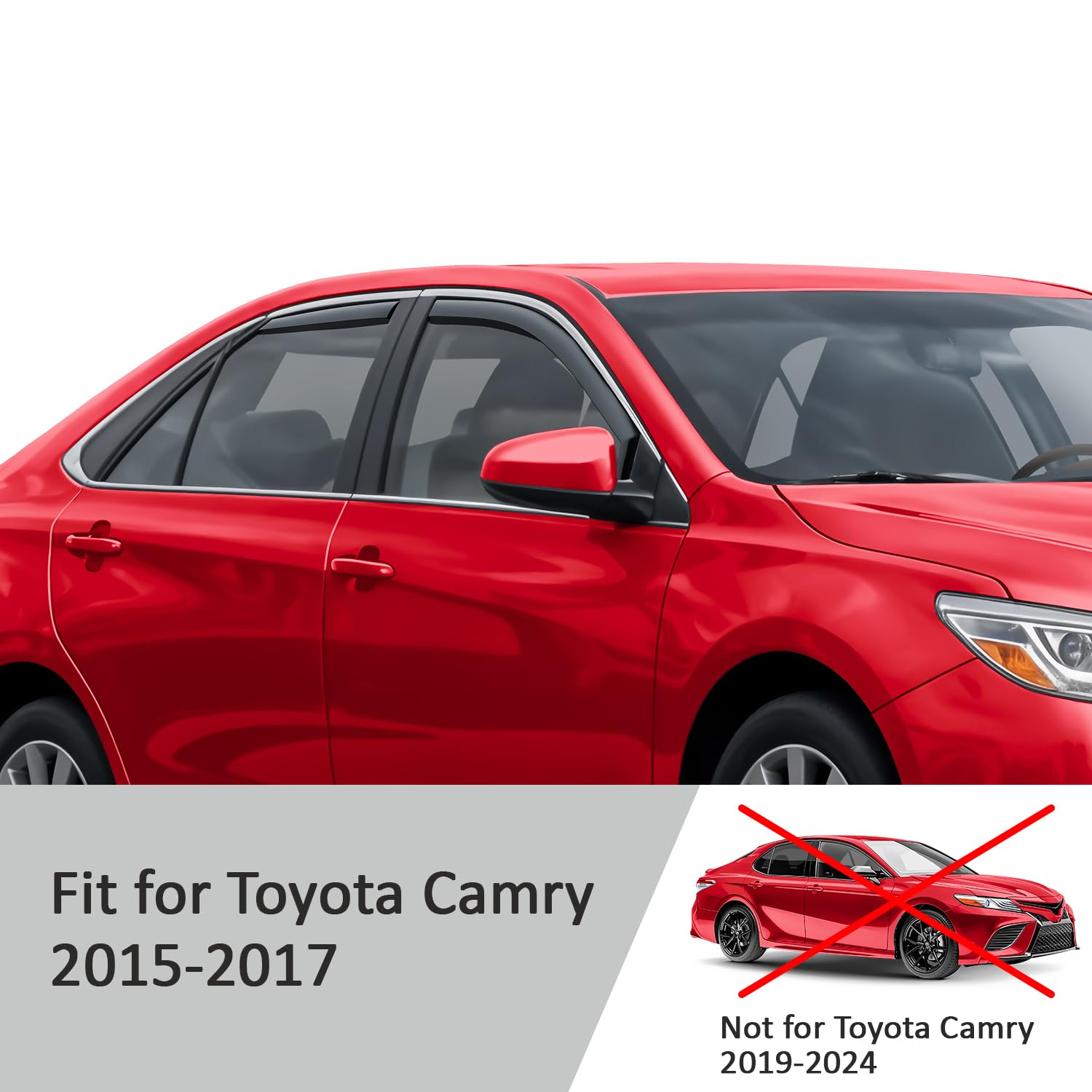 Voron Glass In-Channel Extra Durable Rain Guards For Toyota Camry 2015-2017, Window Deflectors, Vent Window Visors, 4 Pieces - 2