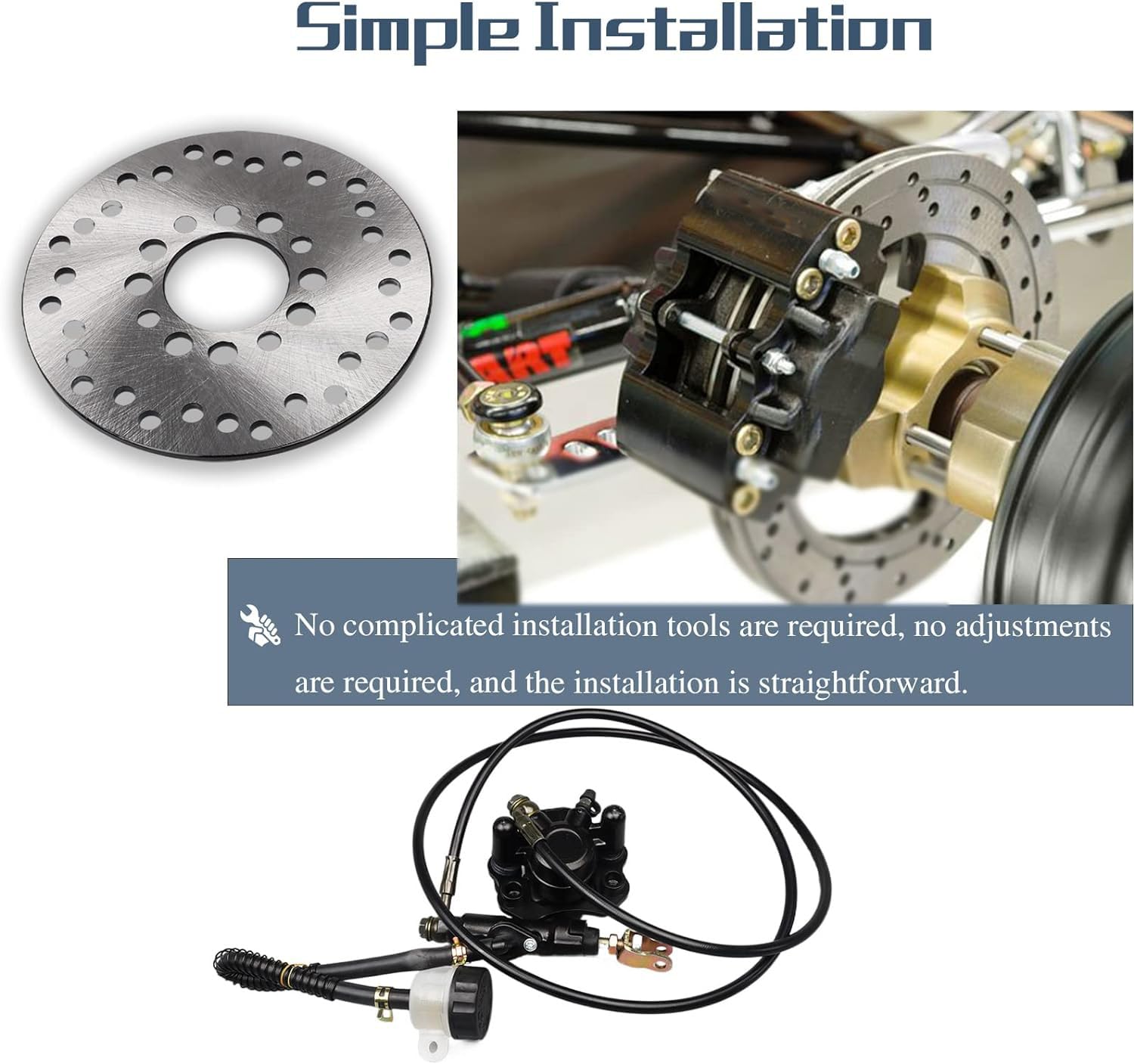 HIMARKLIF Hydraulic Rear Disc Brake Caliper System Disk Rotor Pads Compatible with Dirt Bike Quad Wheel ATV Go-kart 150cc 200cc