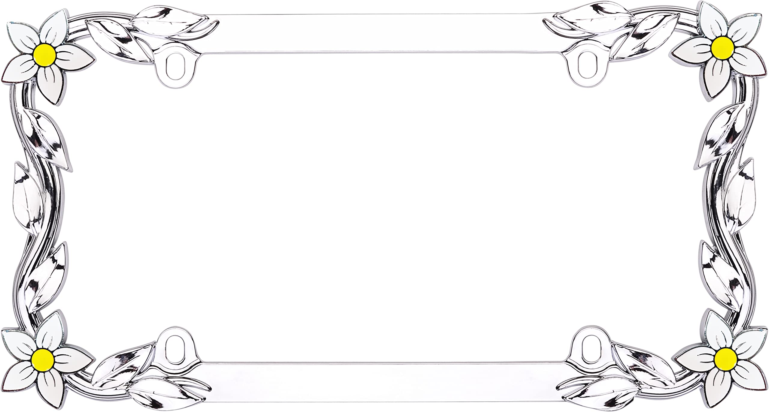 Cruiser Accessories 19130 License Plate Frame - Daisy, Chrome-Plated Metal