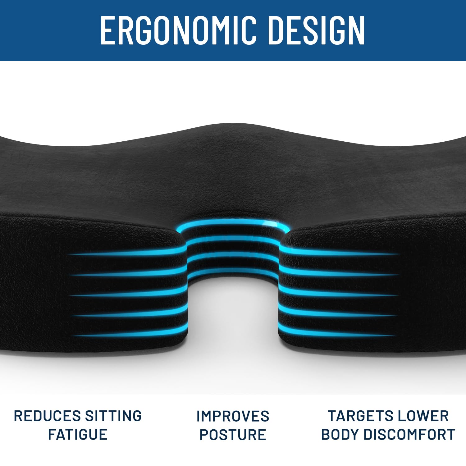 Everlasting Comfort Doctor Recommended Memory Foam Seat Cushions For Office Chairs - Tailbone Pain Relief Cushion, Sciatica & Ba