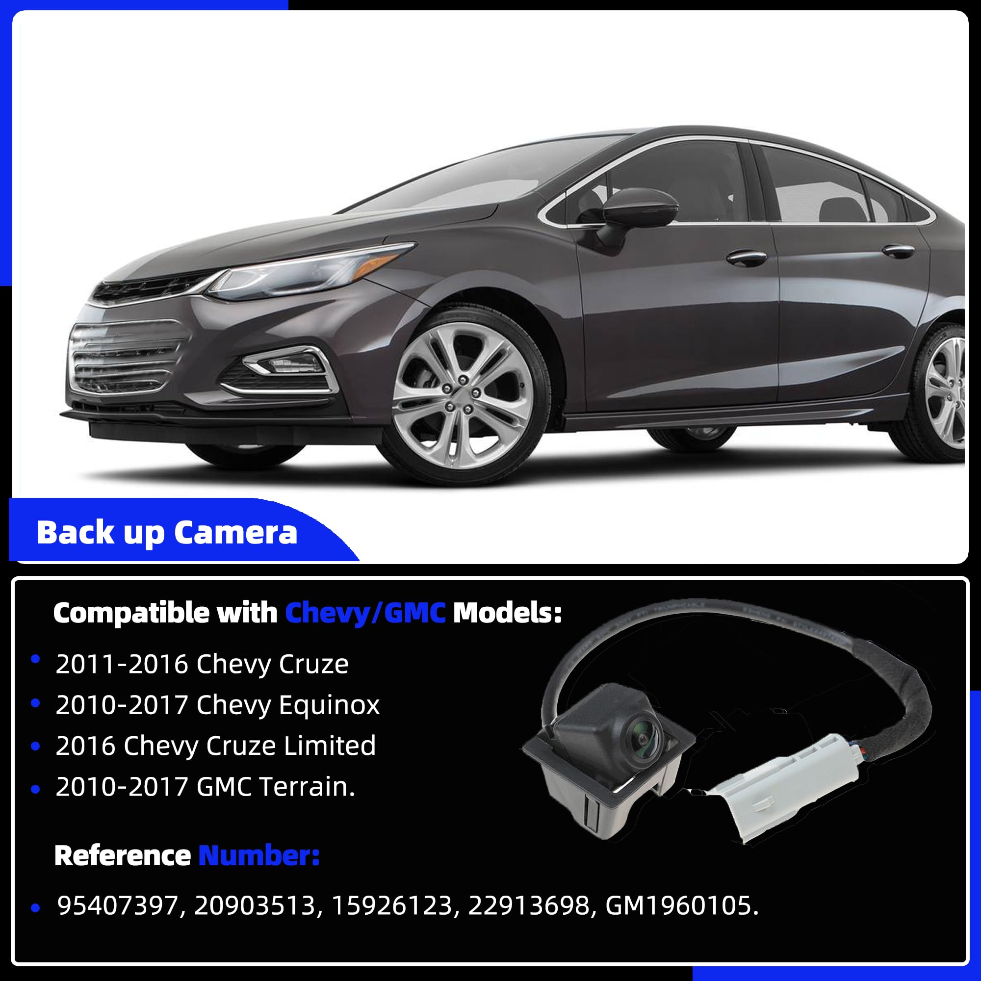 Back Up Camera Compatible With 2011-2016 Chevy Cruze 2010-2017 Chevy Equinox Gmc Terrain Rear View Camera Replaces# 95407397 209