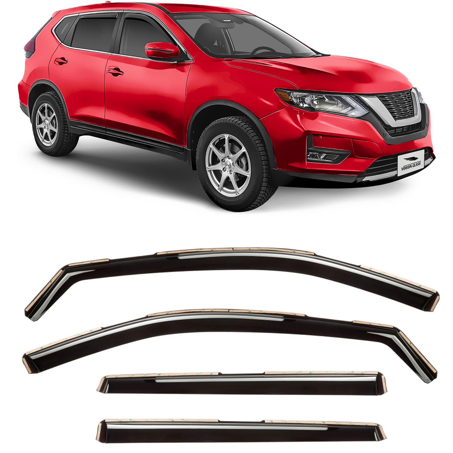 Voron Glass In-Channel Extra Durable Rain Guards For Nissan Rogue 2014-2020 Suv, Window Deflectors, Vent Window Visors, 4 Pieces