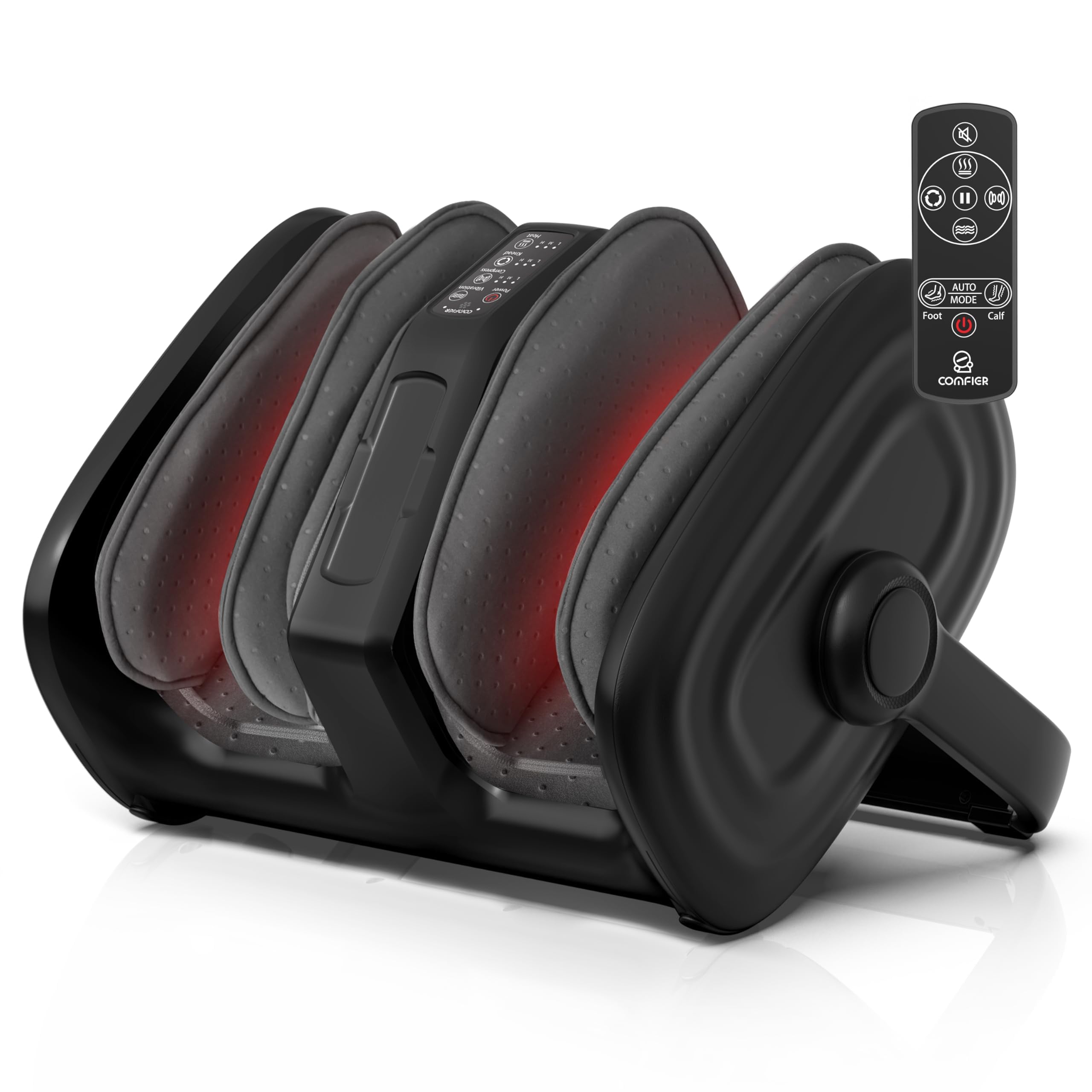 COMFIER Shiatsu Foot Massager with Heat  Calf Massager for Plantar Fasciitis  Kneading/Vibration/Compression Feet Massager  Remote Control  Up to Size 14  Gifts for Women Men-New