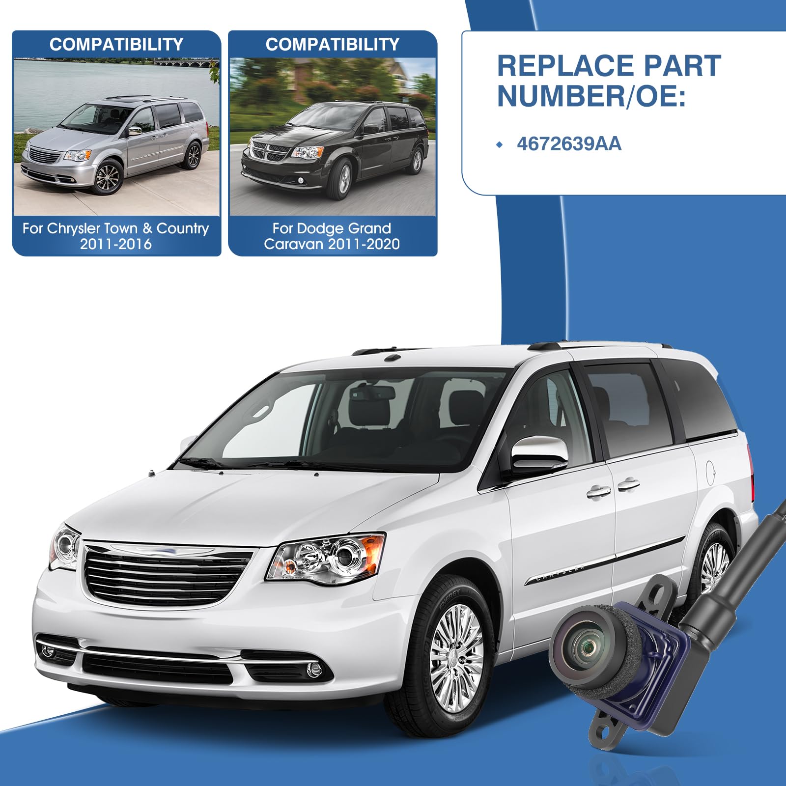 Acauto Rear View Backup Camera Fit For Chrysler Town & Country 2011-2016, Fit For Dodge Grand Caravan 2011-2020, Reversing Parki