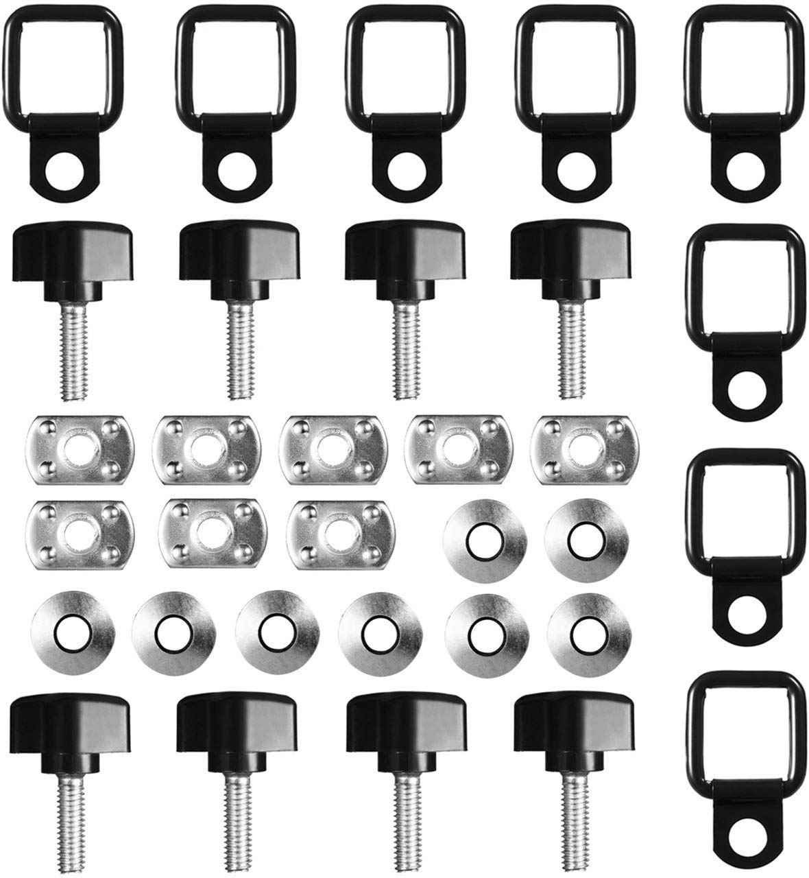 Dedc 8 Pack Hardtop Quick Removal Fastener Thumb Screws And Nuts, 8Pcs Tie Down D-Rings Anchors Replacement For 1995-2017 Jk Yj 