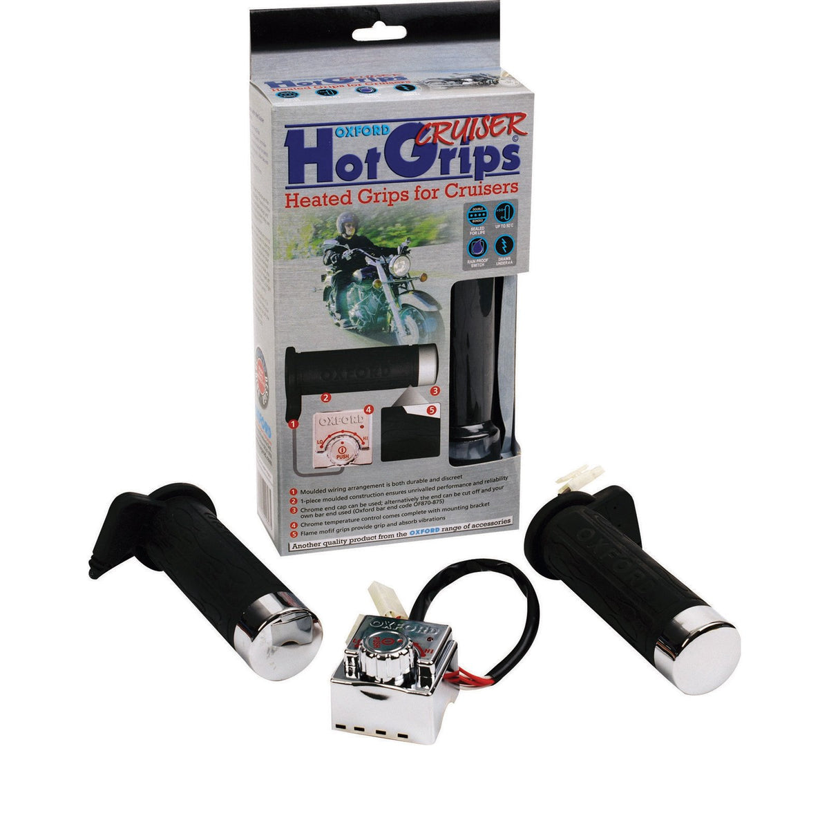 Oxford - Heaterz - Cruisers With Chrome Switch (Temperature Controlled Motorcycle Grips)