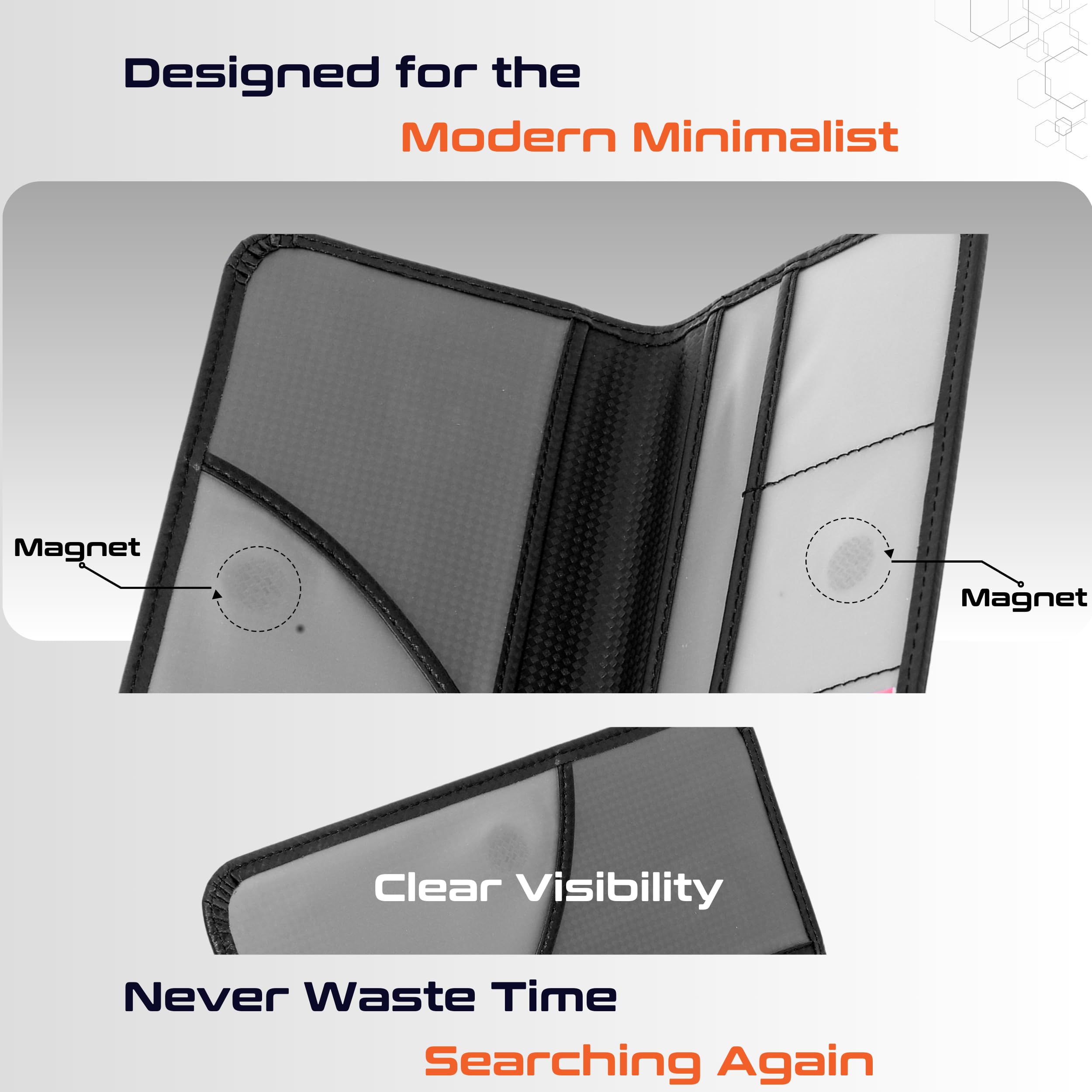 Carbon Black Magnetic Shut Premium Pu Leather Insurance And Registration Holder, Glove Box Organizer For Car, Stylish Car Access