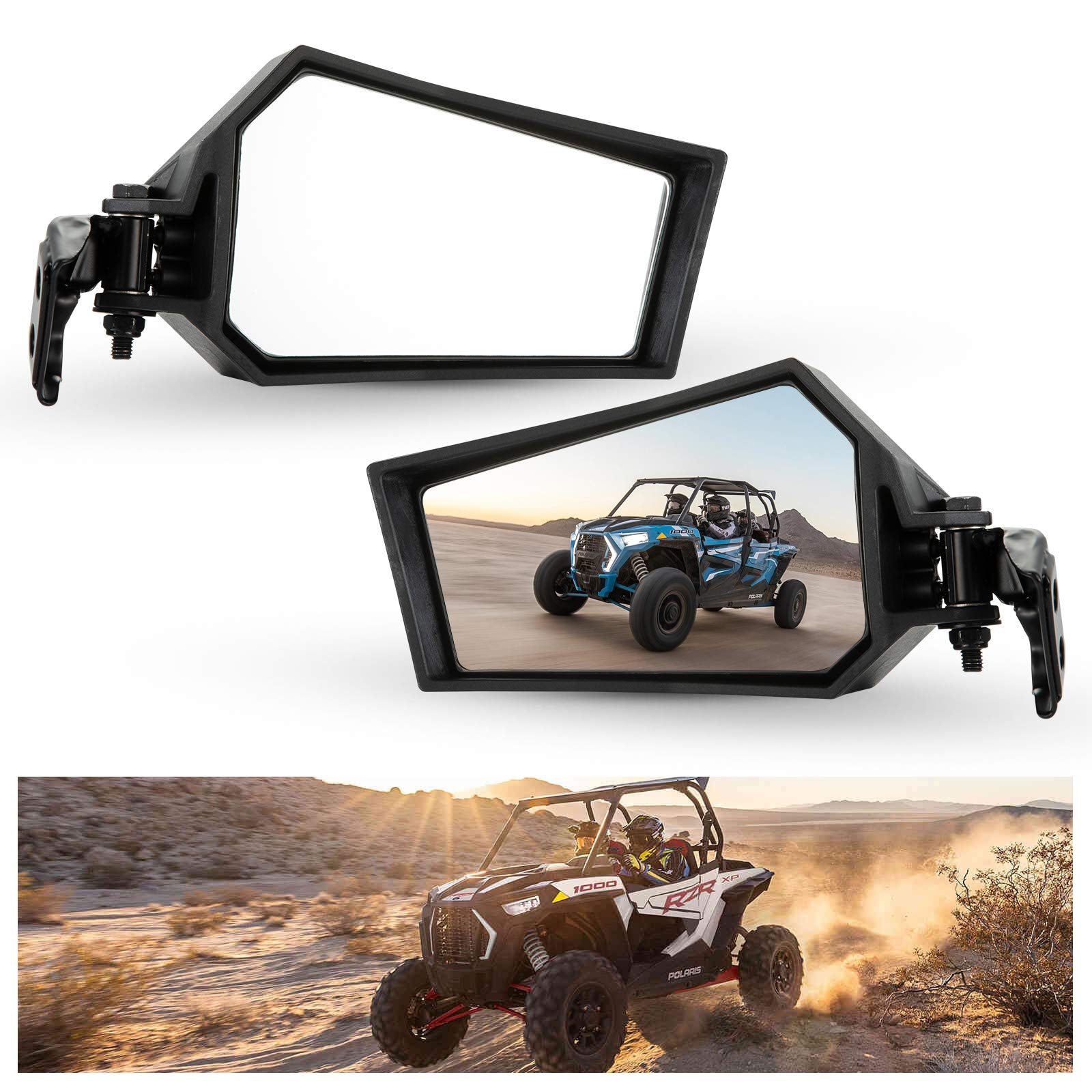 Kiwi Master Side Mirrors Compatible For 2014-2023 Polaris Rzr Xp 1000 4 S 900 Turbo Trail Accessories Adjustable Folding Rear Vi