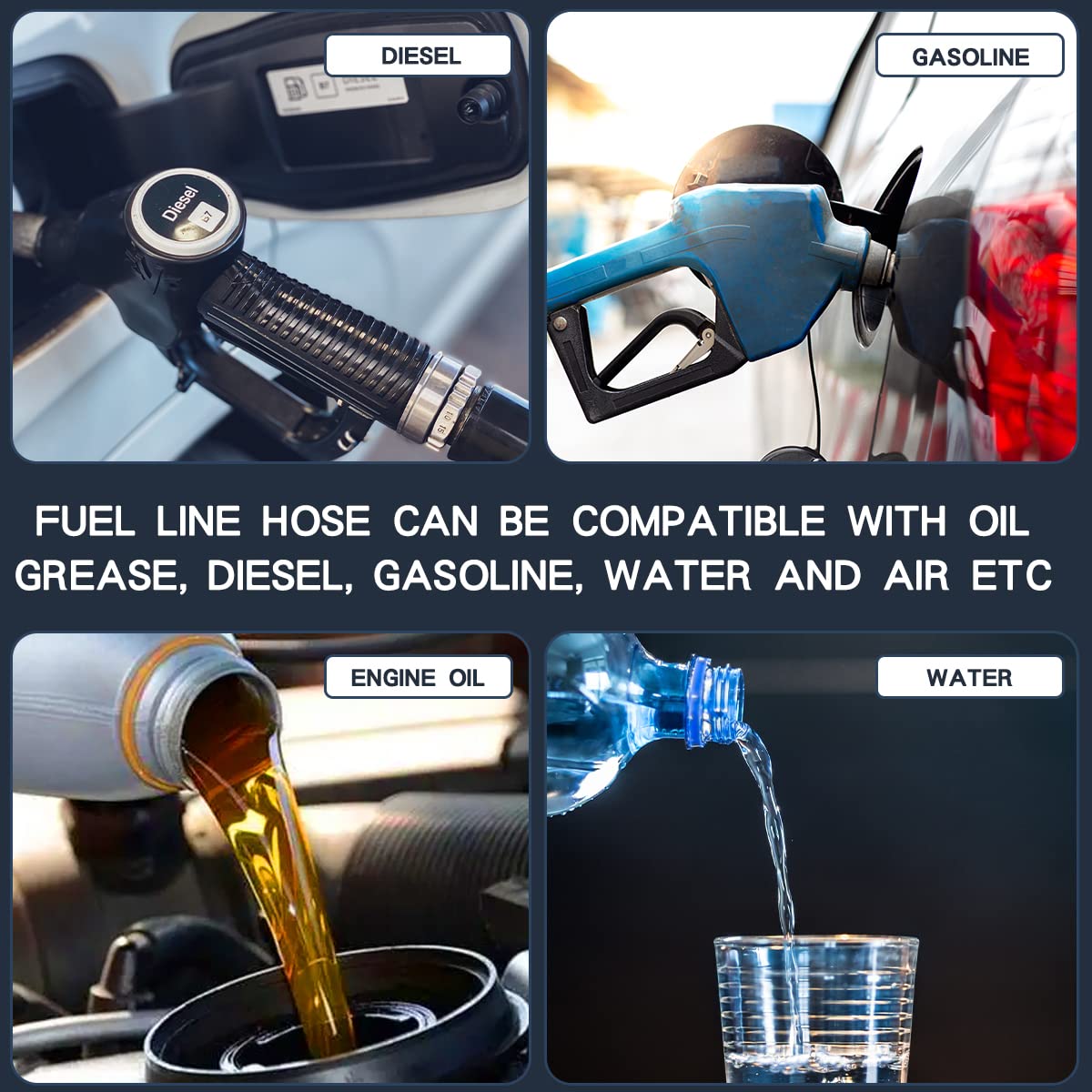 3/8 Inch Id Nbr Rubber Hose, Fuel Hose Line Transfer Hose For Small Engine Black 5 Feet