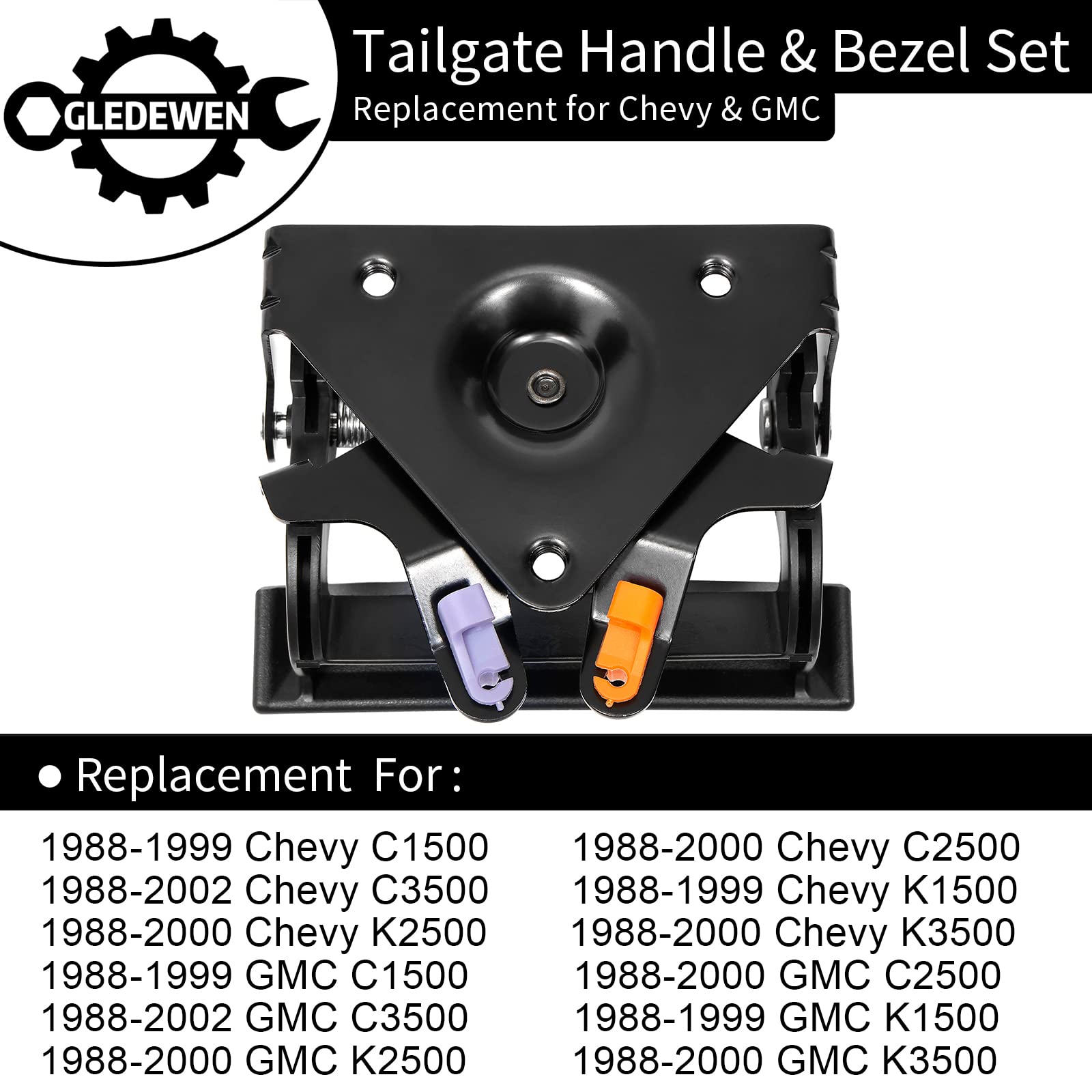 Tailgate Handle Set, Compatible With 1988-2002 Chevy C1500 C2500 C3500 K1500 K2500 K3500, Gmc C/K 1500 2500 3500 Pickup Truck, M