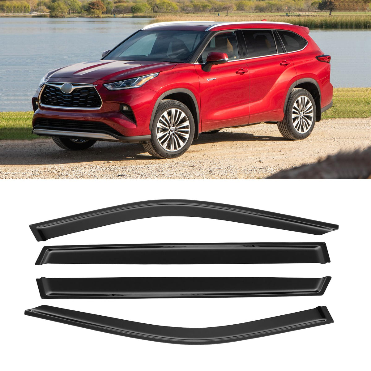 Window Rain Guards for 2020-2025 Toyota Highlander, Window Visor Guard Vent Wind Shade Deflector Rain Shield Protector Sun Visor