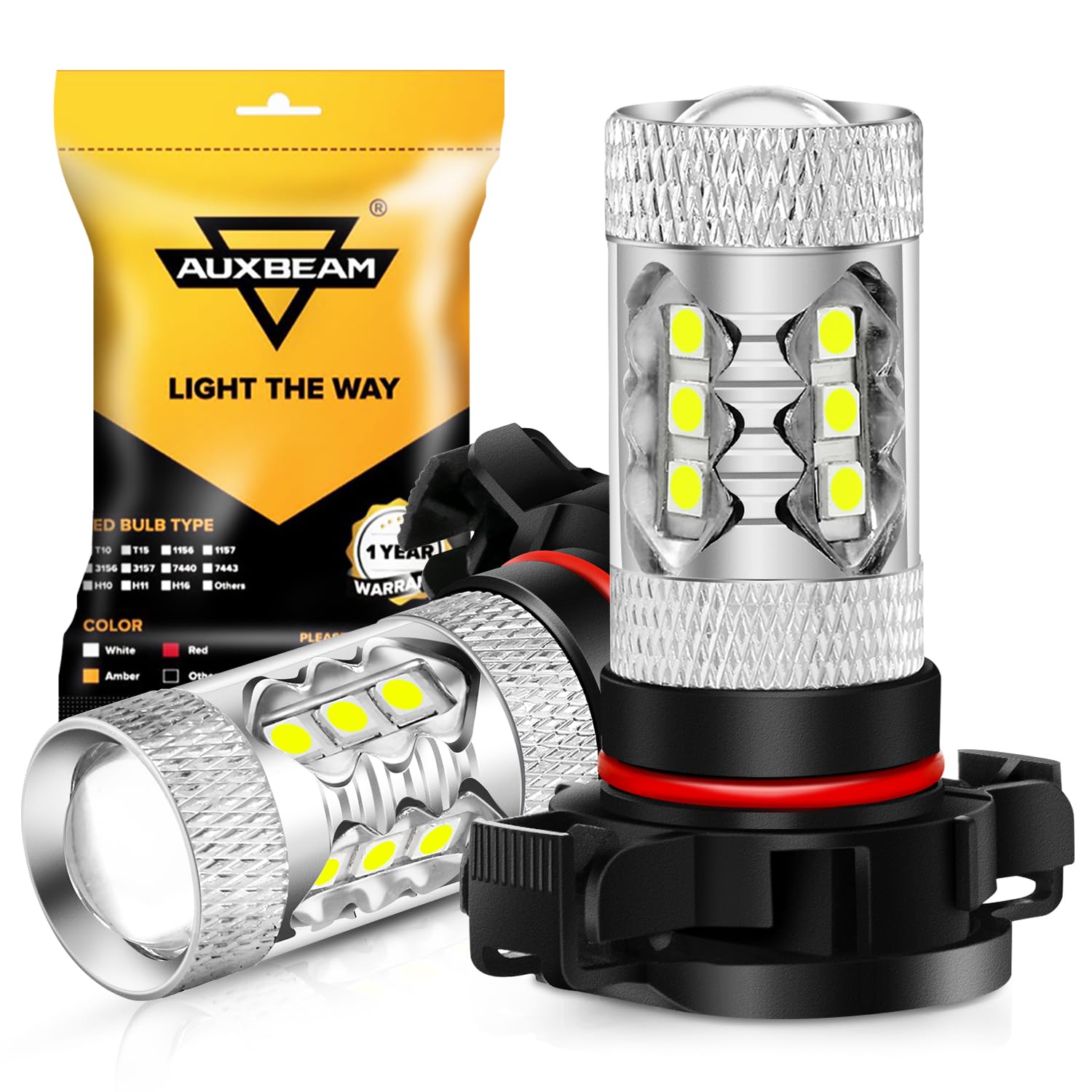 Auxbeam 5201/5202/9009 Led Fog Light Bulbs, 6500K Xenon White, 8000Lm Super Bright, 360-Degree Illumination, Canbus Ready, Fog C