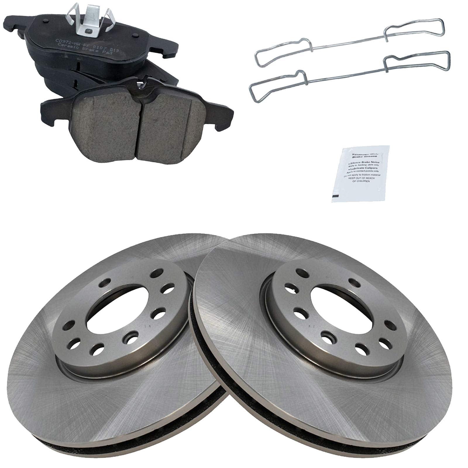 Trq Front Brake Pad & Rotor Kit Brake Pads Brake Rotor Ceramic Compatible With 2003-2011 Saab 9-3 2010 9-3X