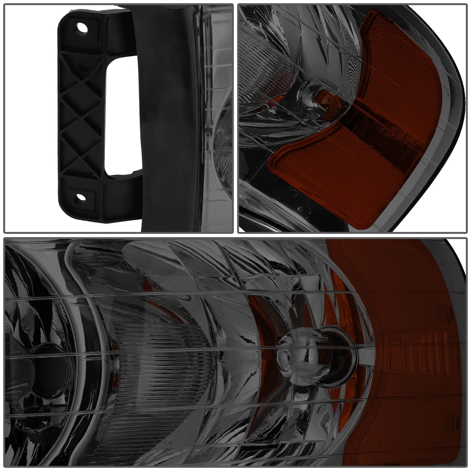 Dna Motoring Hl-Oh-Dr02-Sm-Am Smoke Lens Amber Corner Headlights Compatible With 02-05 Ram 1500/03-05 Ram 2500 3500, Left & Righ