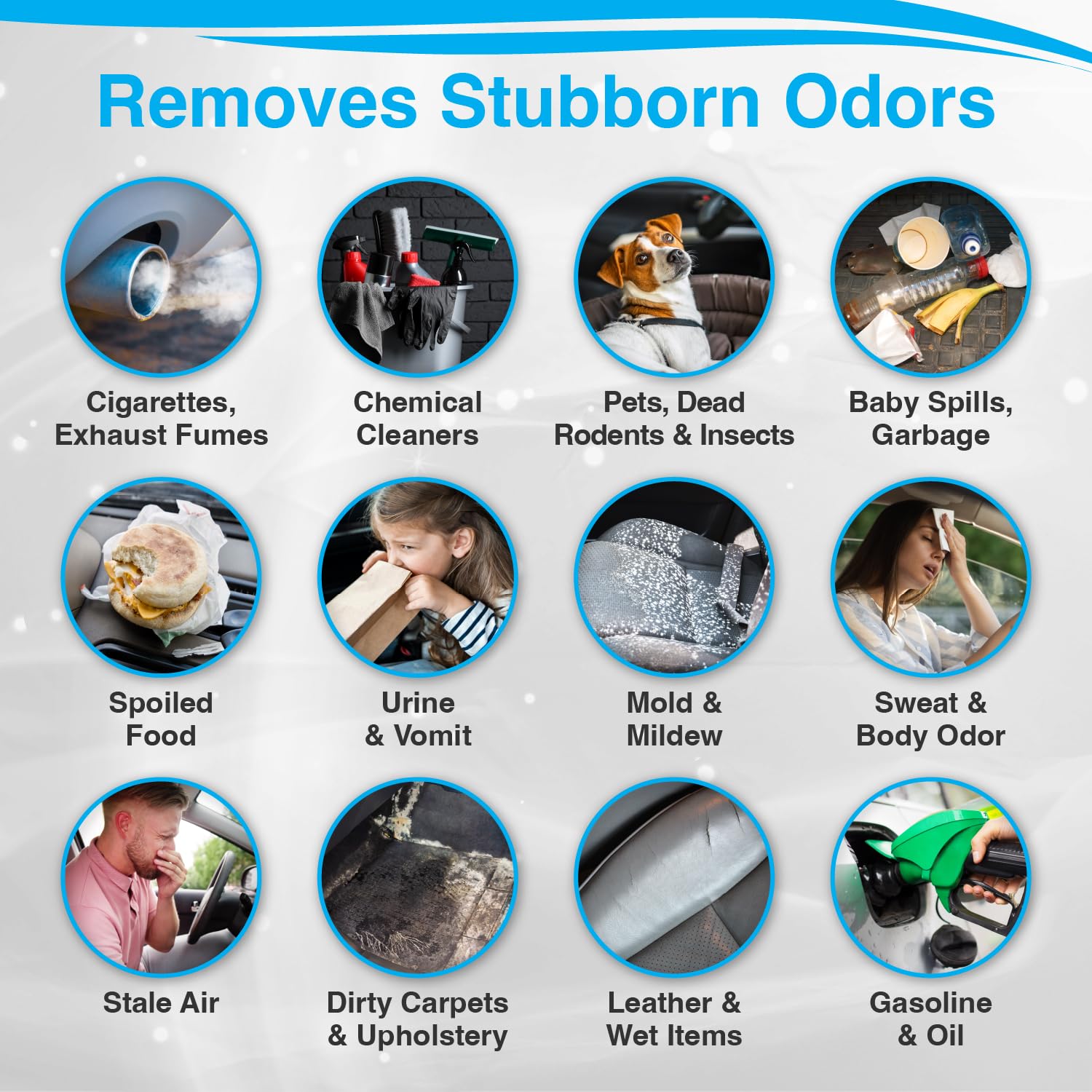 Biocide Systems Auto Shocker Strong Quick Release Car Odor Eliminator, Eco-Friendly Smell Remover for Tough Odors in Vehicle Int