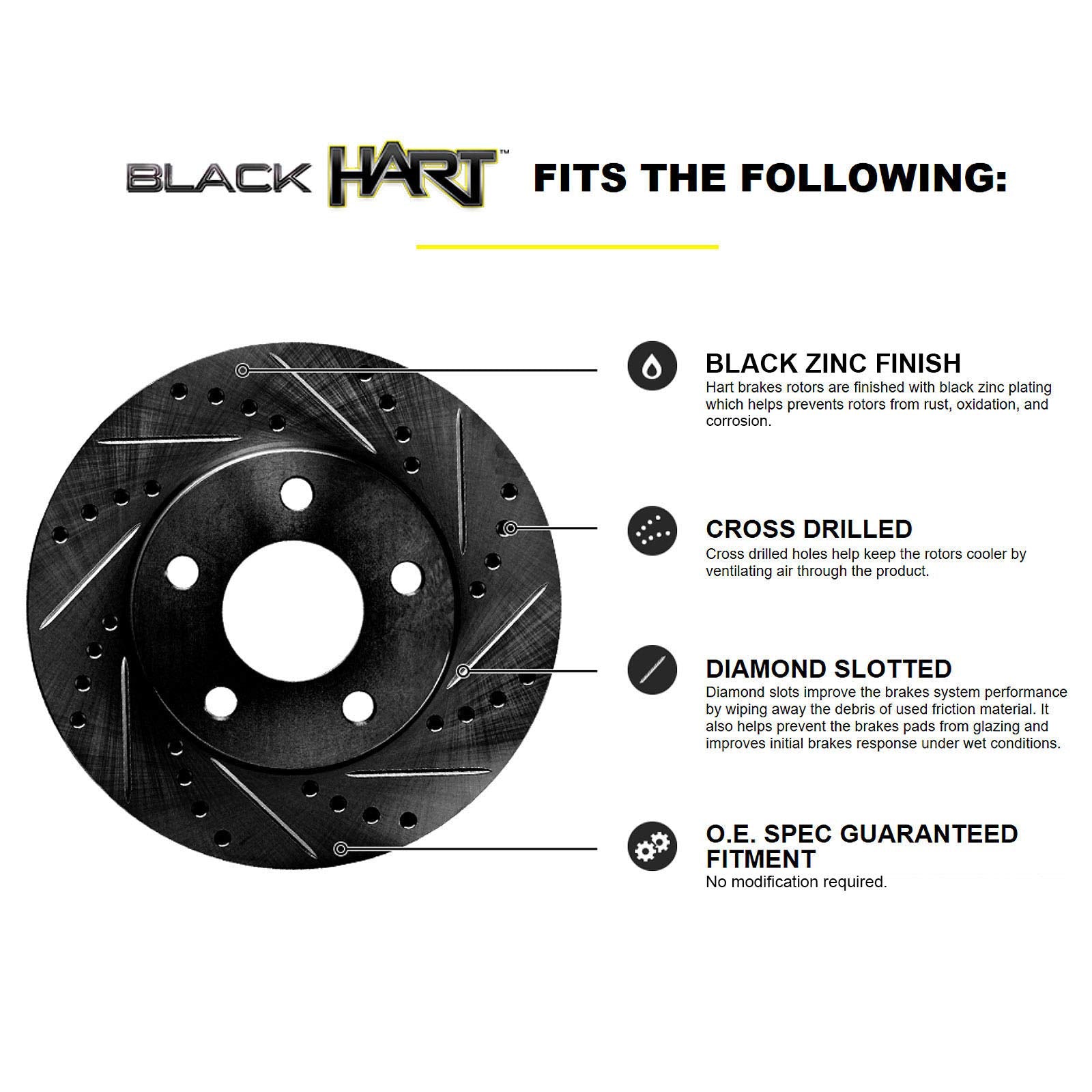 Hart Brakes Rear Brakes And Rotors Kit |Rear Brake Pads| Brake Rotors And Pads| Ceramic Brake Pads And Rotors |Fits 2012-2021 Hy