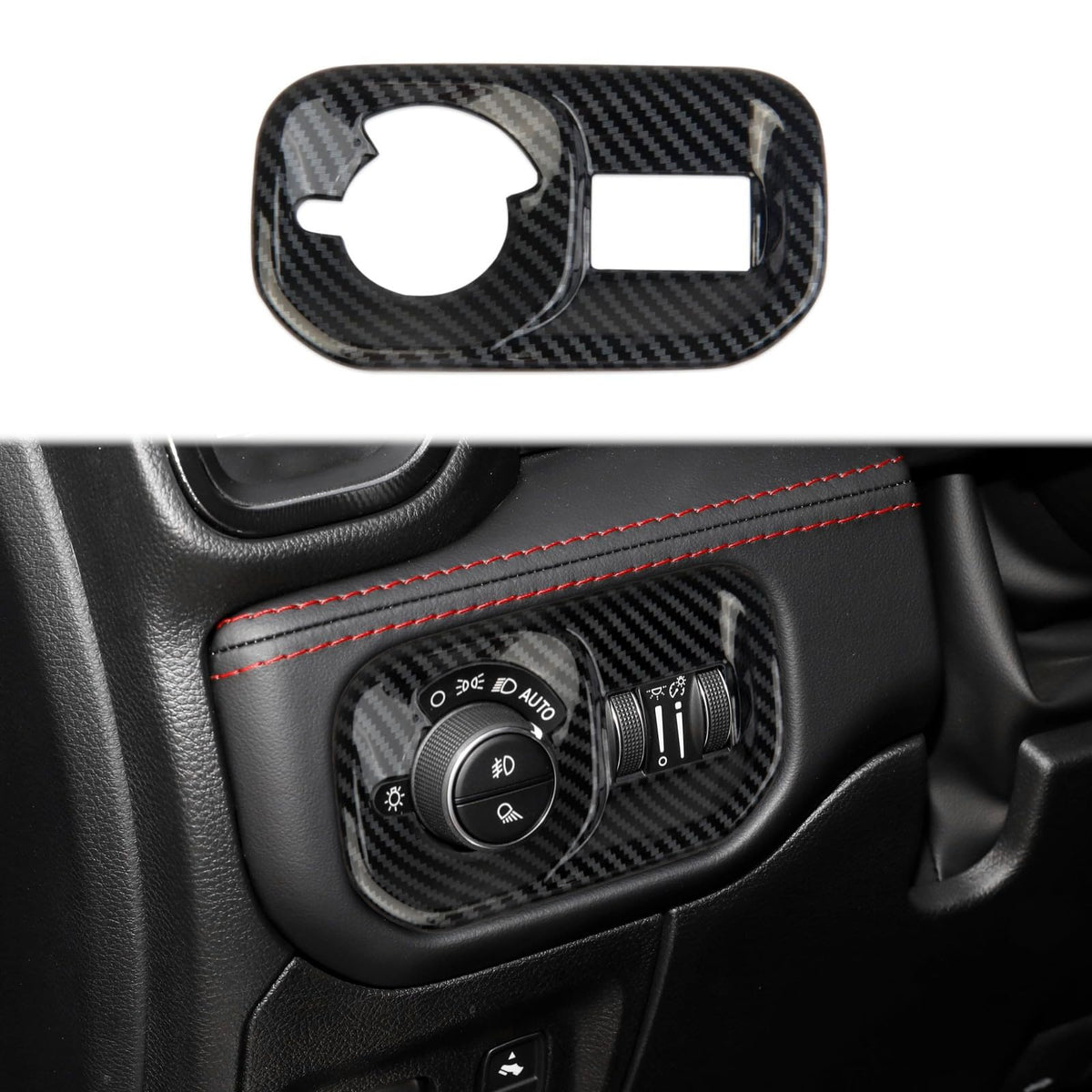 Korlot Carbon Fiber Headlight Switch Button Panel Cover Trim For Dodge Ram 1500 2500 3500 2019-2025