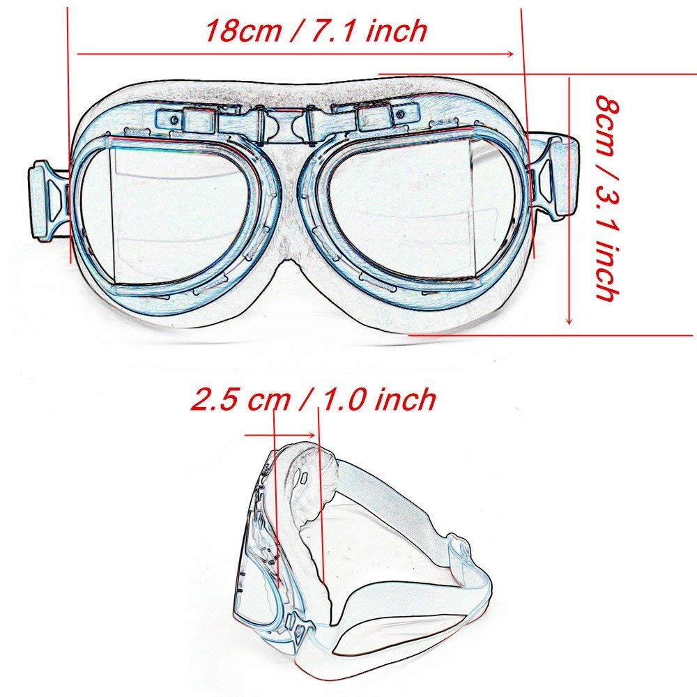 Muxsam Vintage Motorcycle Goggles, Atv Motocross Goggles, Dirt Bike Racing Riding Off Road Scooter Glasses, Windproof Dustproof Eyewear For Adults Men Women, Copper Frame Clear Lens