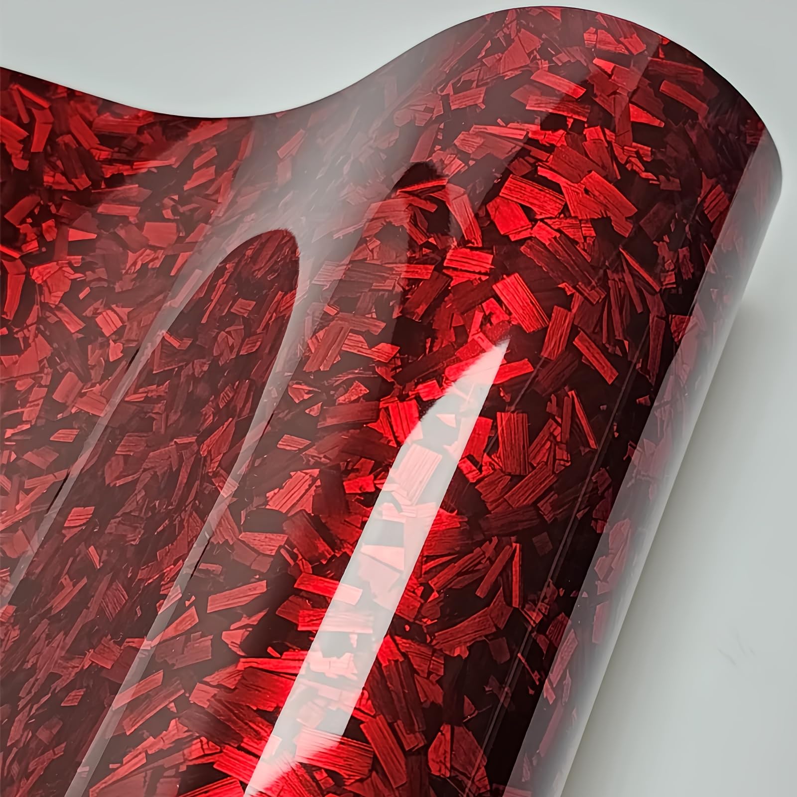 LZLRUN Forged Gloss Red Carbon Fiber Vinyl Wrap Roll Air Release Sticker Sheet Film DIY Decal Car Auto Vehicle Morotcycle Self A
