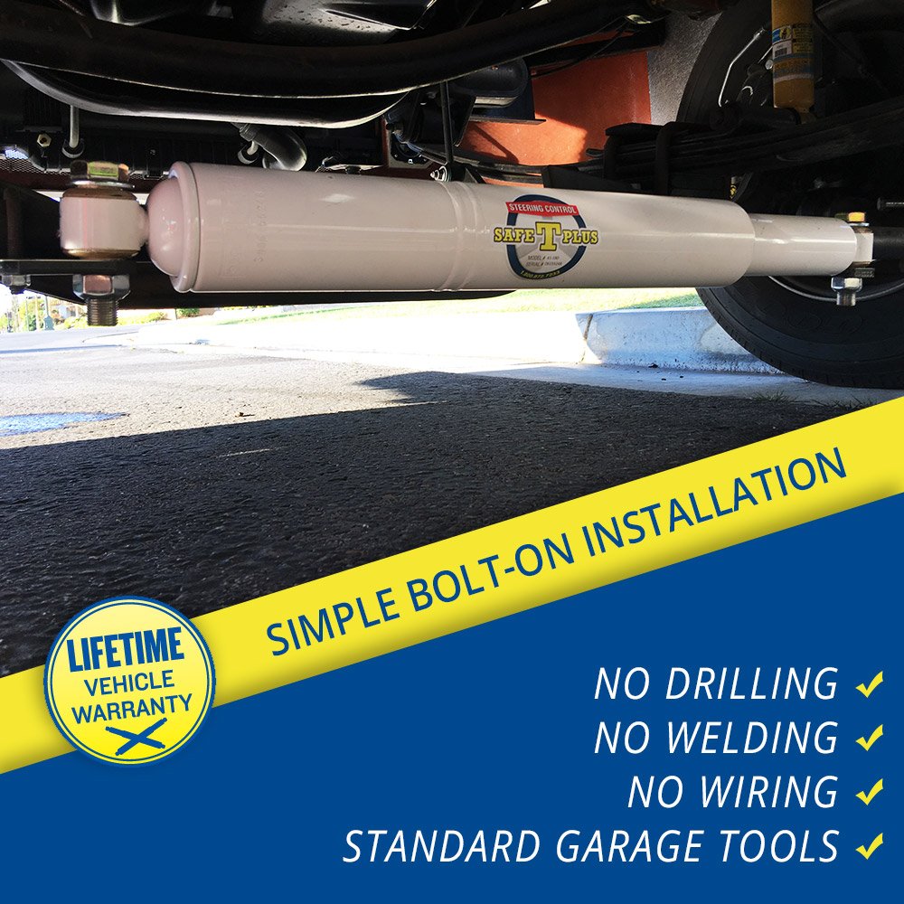 Safe-T-Plus Rv Steering Stabilizer 41-180 White (Rv Steering Stabilizer, Rv Steering Control, Rv Safety, Truck Steering Stabilizer)