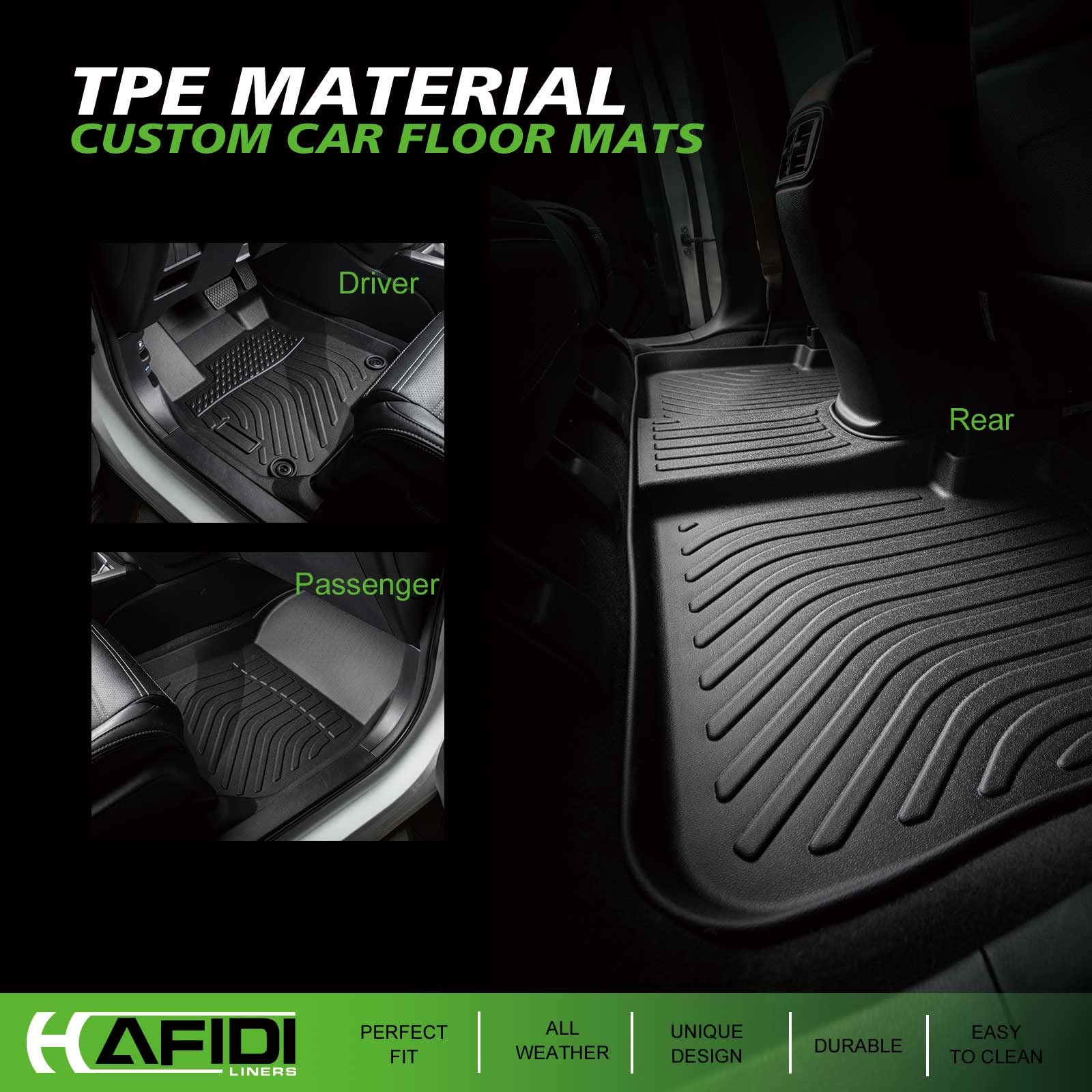 Hafidi Floor Mats Custom For Volkswagen Tiguan 2018-2023 2024 All Weather Protection Tpe Anti-Slip Automotive Floor Liners Fits