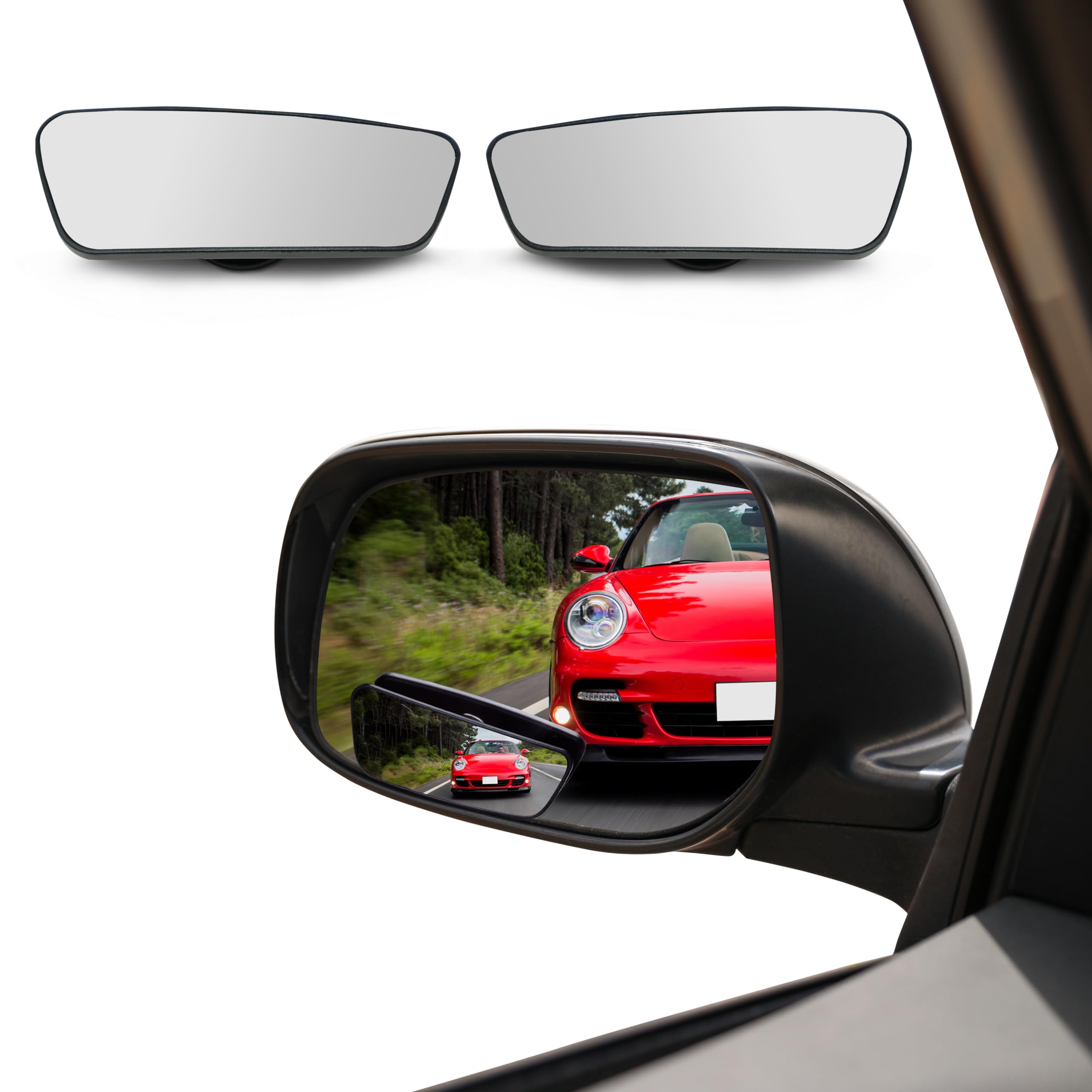 Econour Car Blind Spot Mirror (2 Pack) - 2'' Rectangle Hd Convex Rear View, Wide Angle Adjustable For Suvs & Trucks