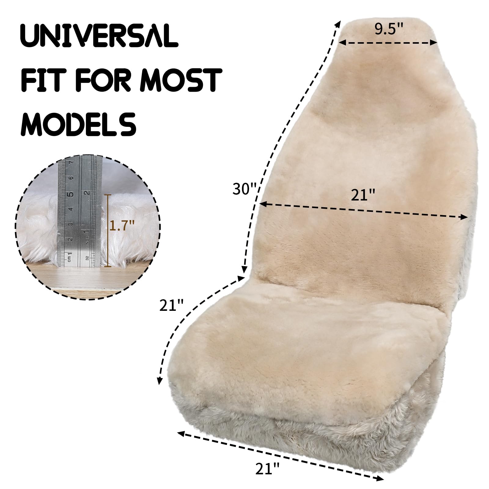 Aegis Cover Sheepskin Seat Covers, Genuine Merino Wool Front Car Cover, Luxury Dense Pelt, Universal Fit For Most Cars, Suvs, Tr