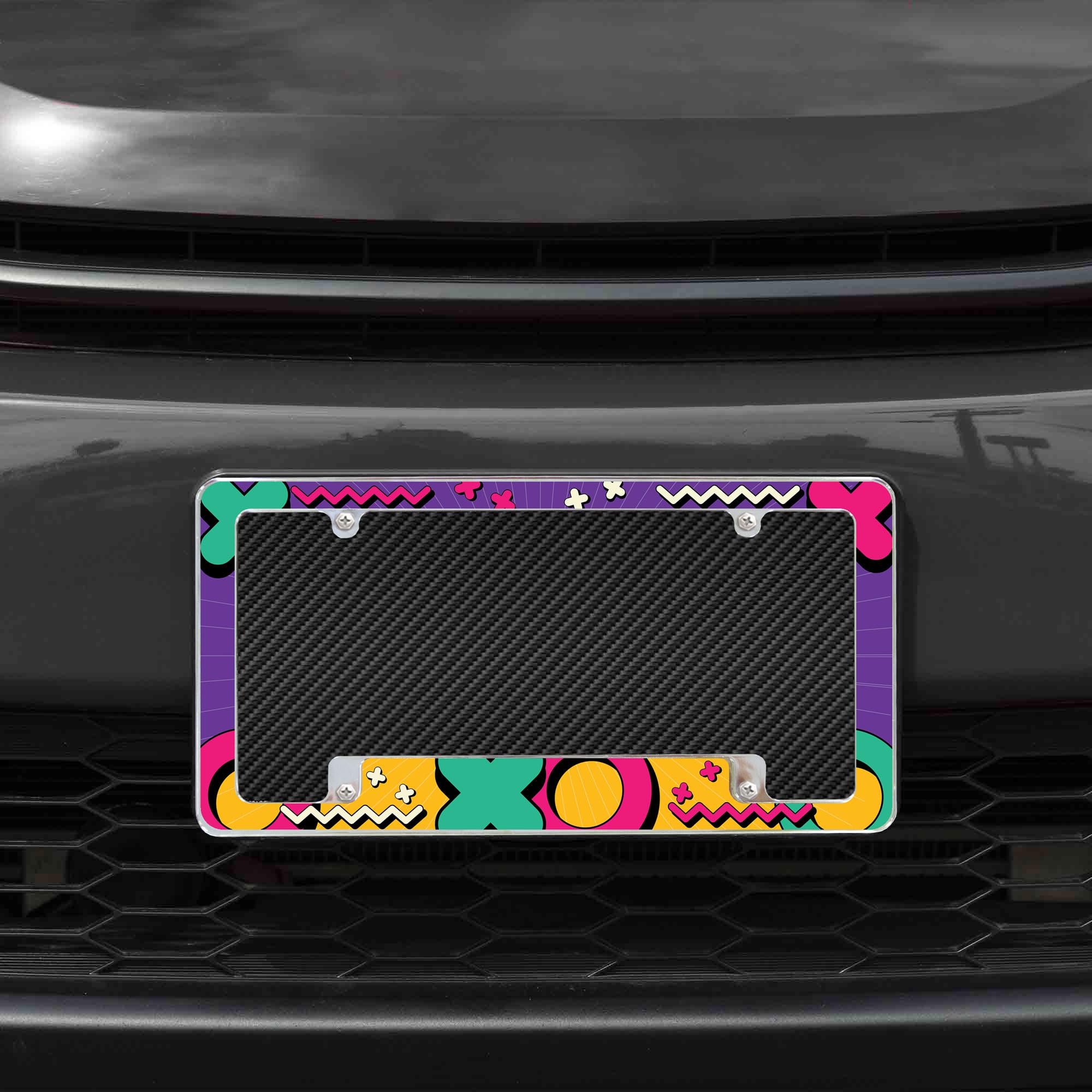 Rico Industries 90's Retro All Over Automotive License Plate Frame for Car/Truck/SUV (12 x 6)