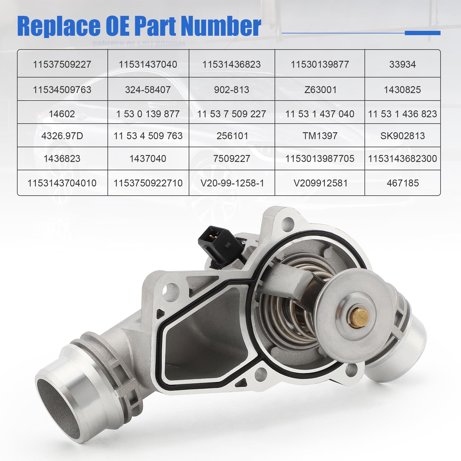 Upgrade Aluminium Thermostat Housing Assembly for BMW 323 325 328 330 525 528 530 X3 Z3 Z4 X5 1999-2006 - Replaces 11537509227 1